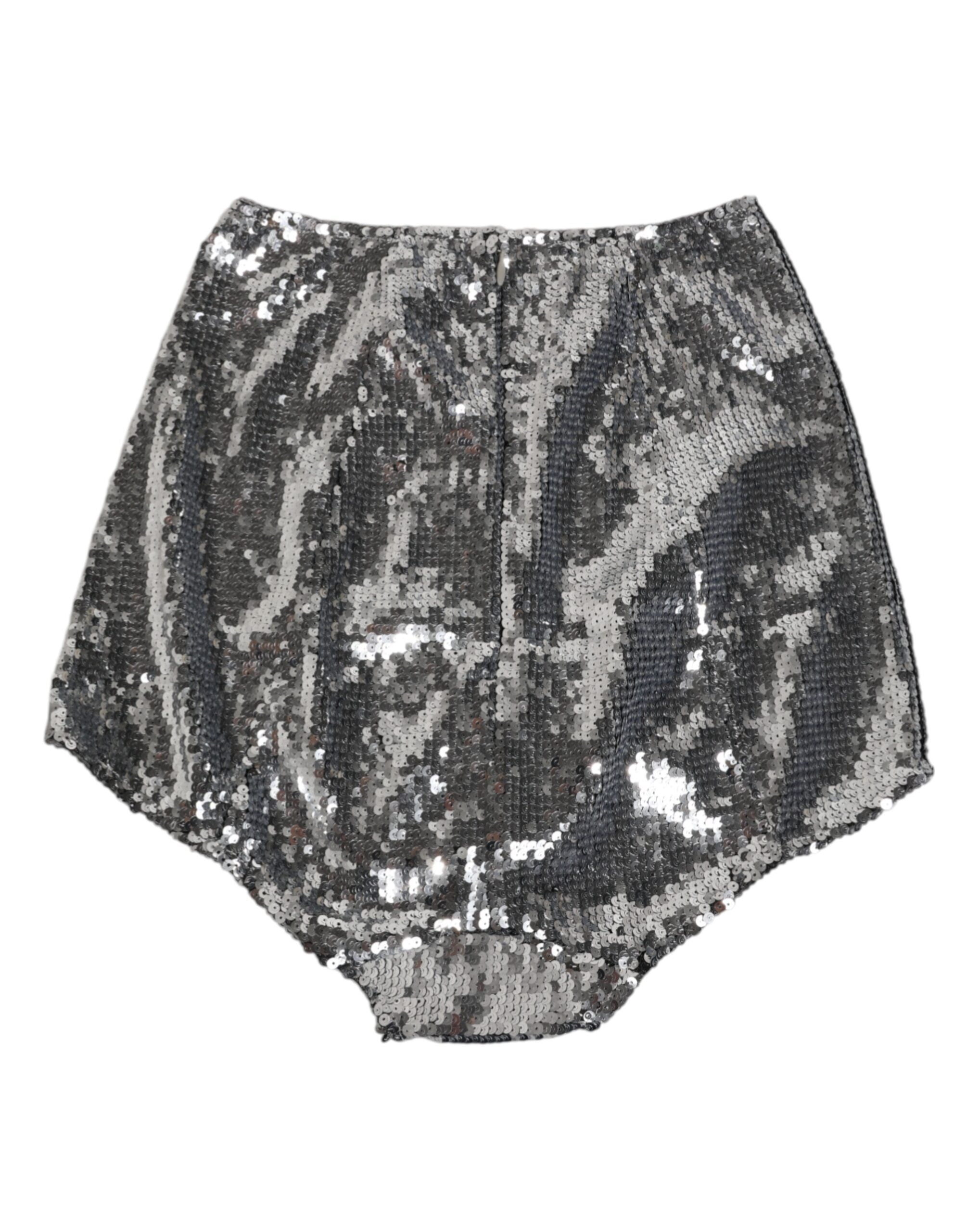 Dolce & Gabbana Silbernes Nylon Pailletten Miederhöschen Unterwäsche-3