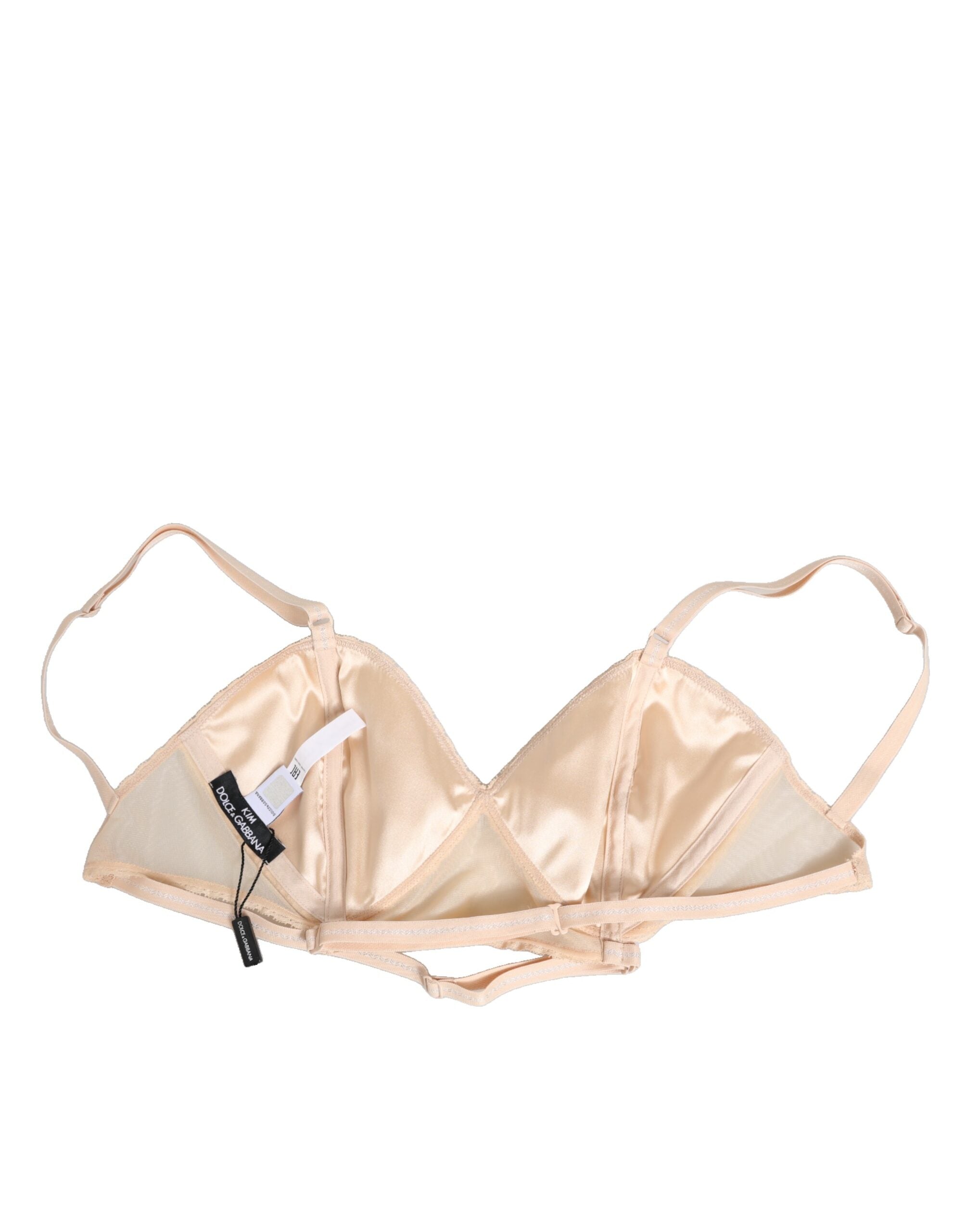Dolce & Gabbana Beige Nylon Triangle Soft Cup Bra Underwear-1