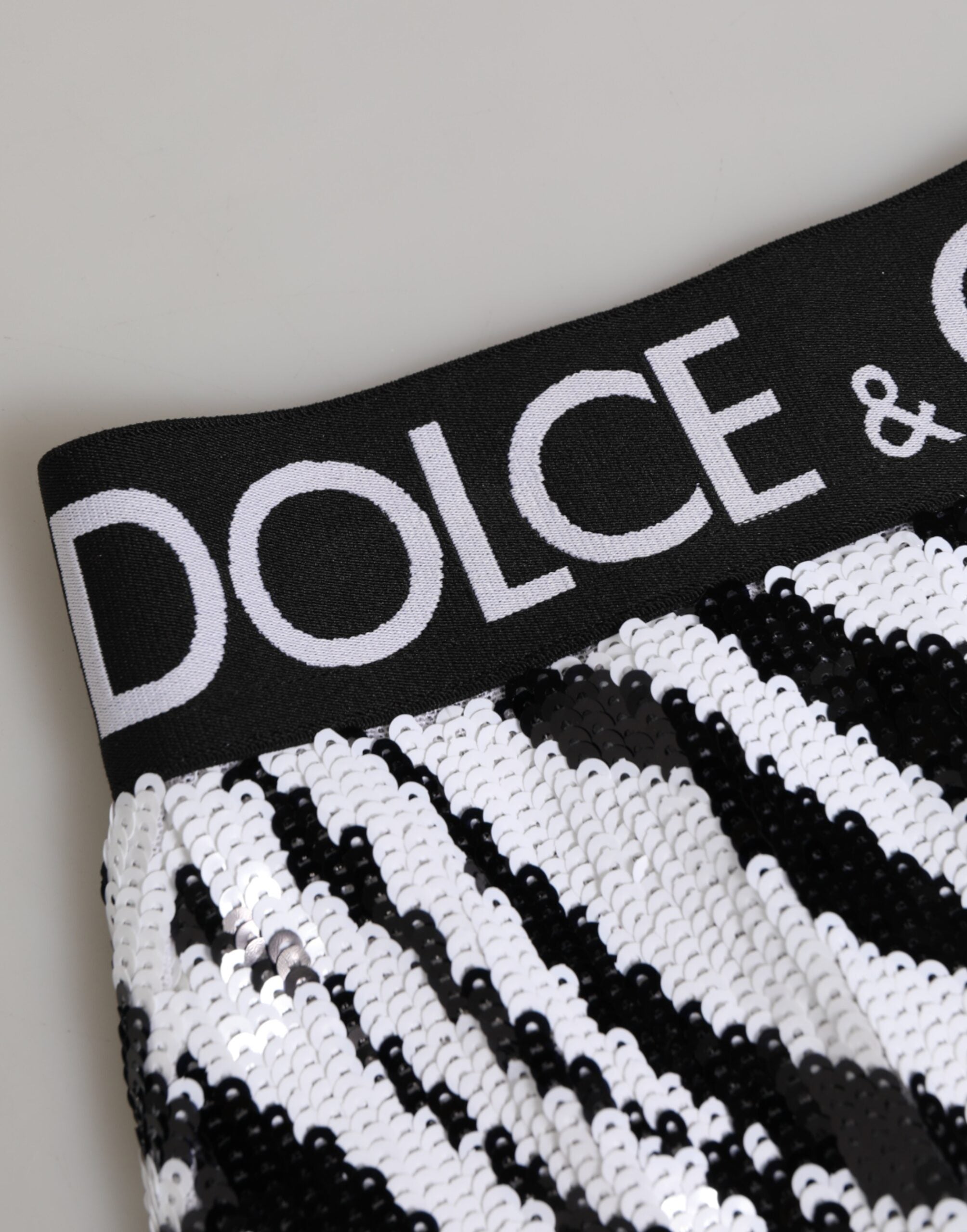 Dolce & Gabbana Black and White Striped High Waist Panties Underwear-3