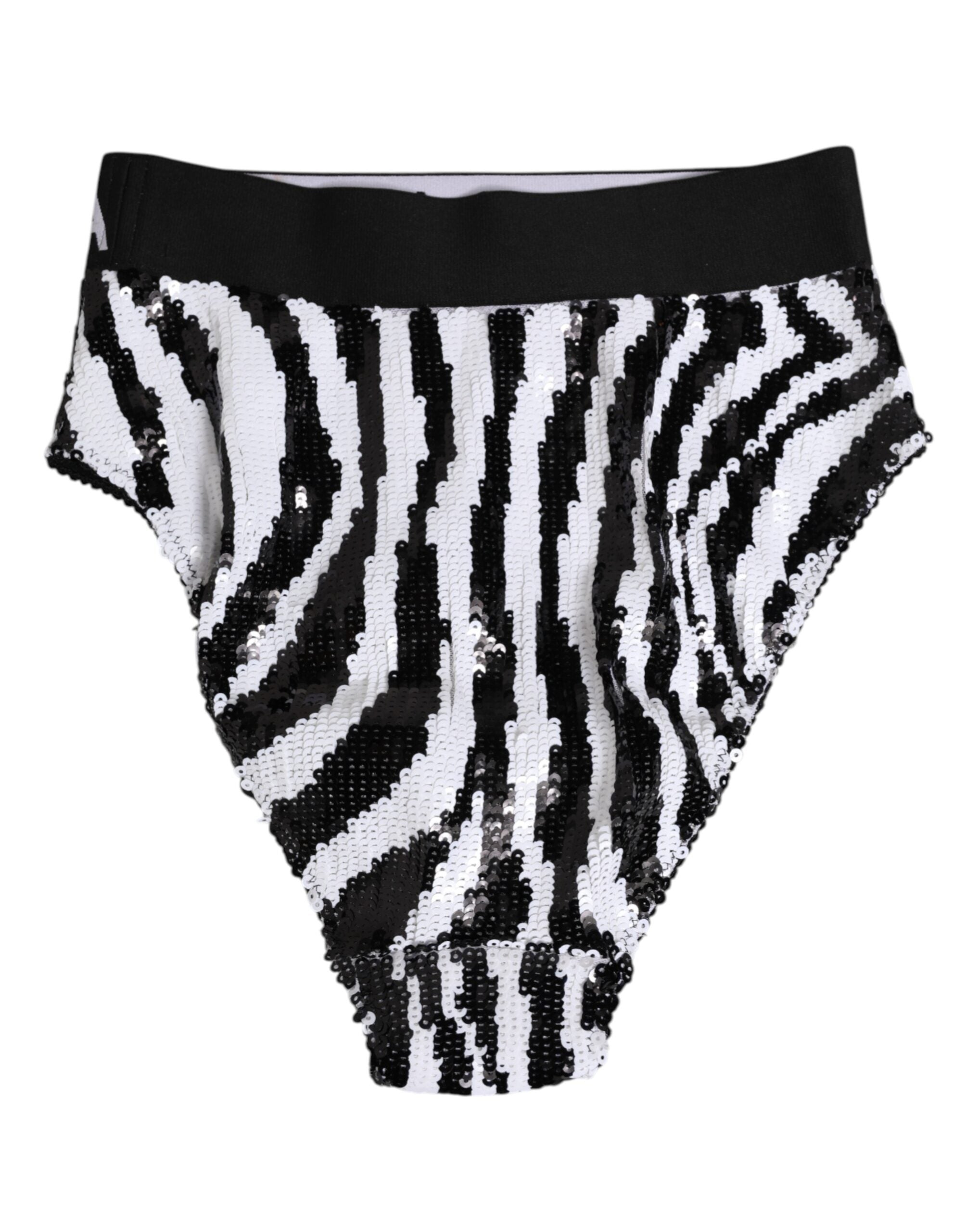 Dolce & Gabbana Black and White Striped High Waist Panties Underwear-4