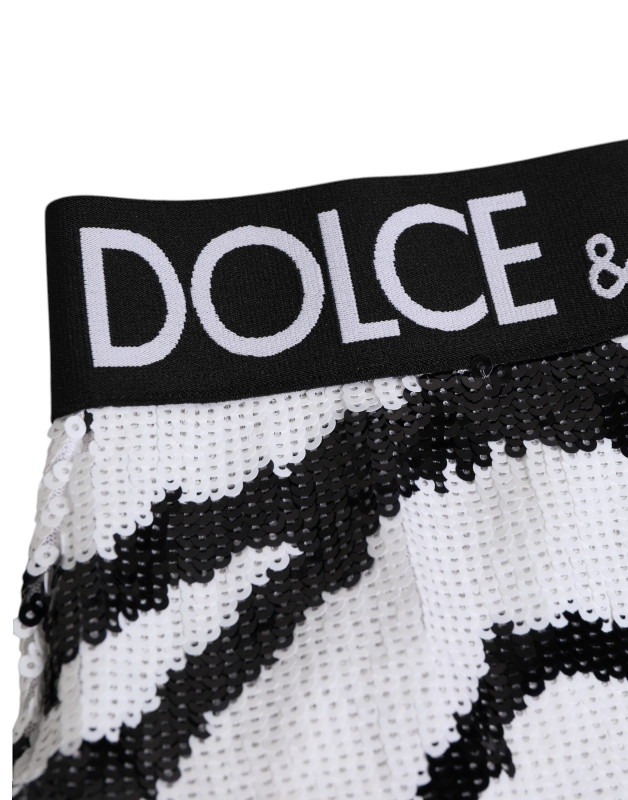 Dolce & Gabbana Black and White Sequin High Waist Panties Underwear-3
