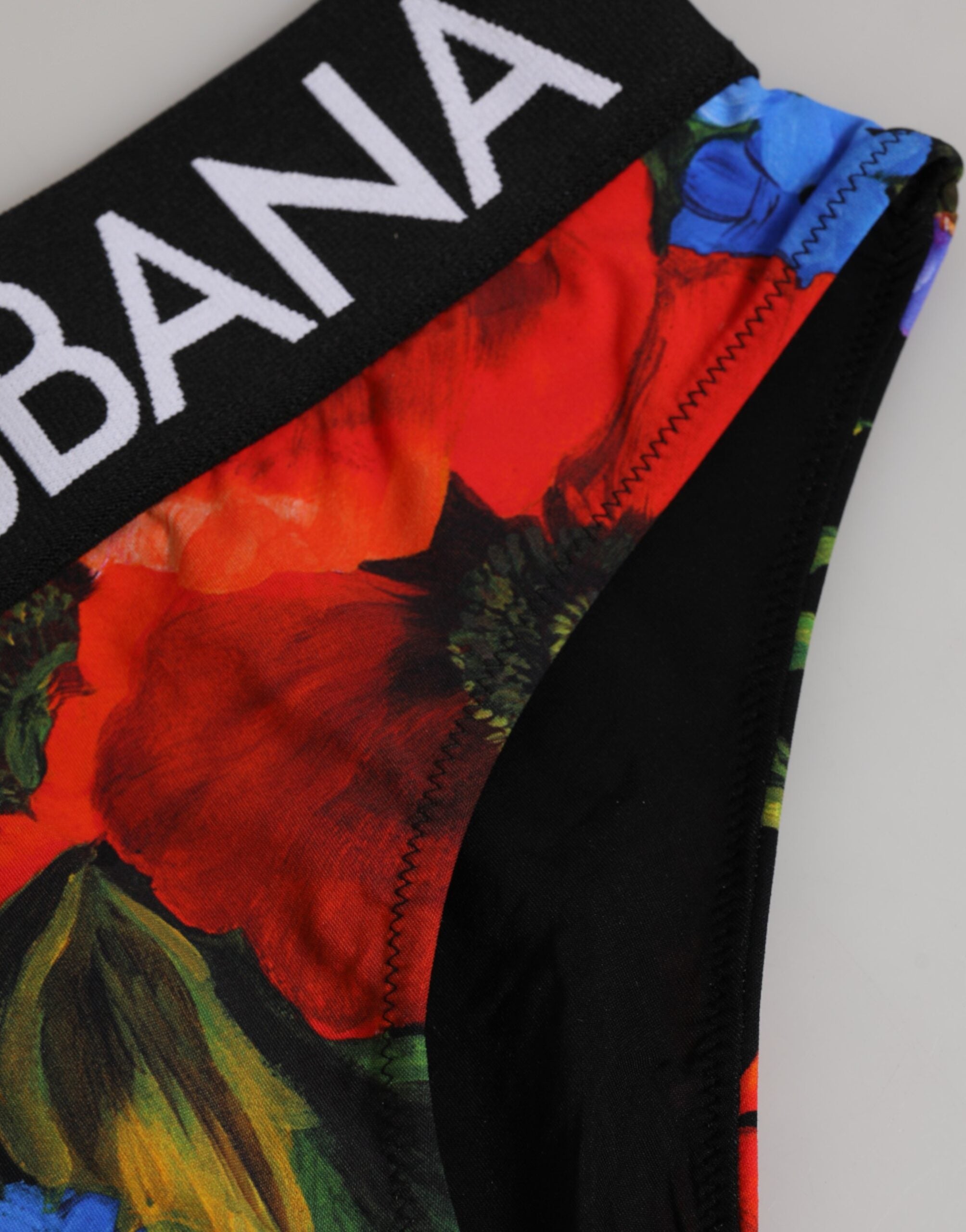 Dolce & Gabbana Schwarze Floral Print High Waist Panty Unterwäsche-3