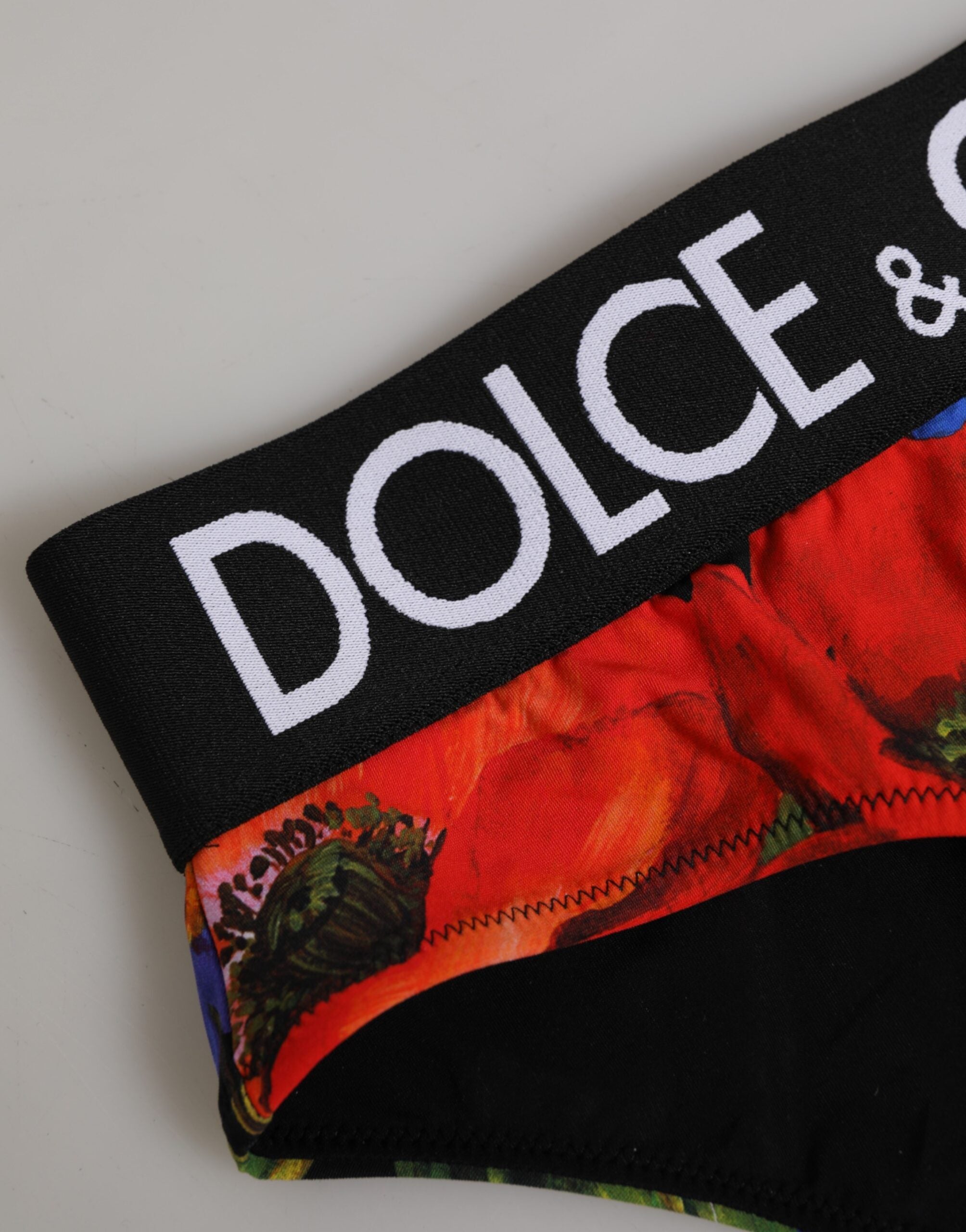 Dolce & Gabbana Schwarze Floral Print High Waist Panty Unterwäsche-4