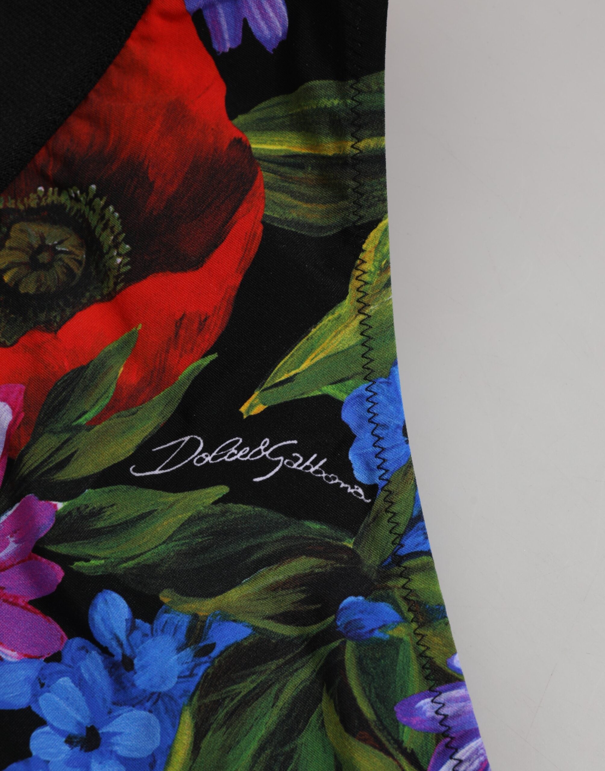 Dolce & Gabbana Schwarze Floral Print High Waist Panty Unterwäsche-6