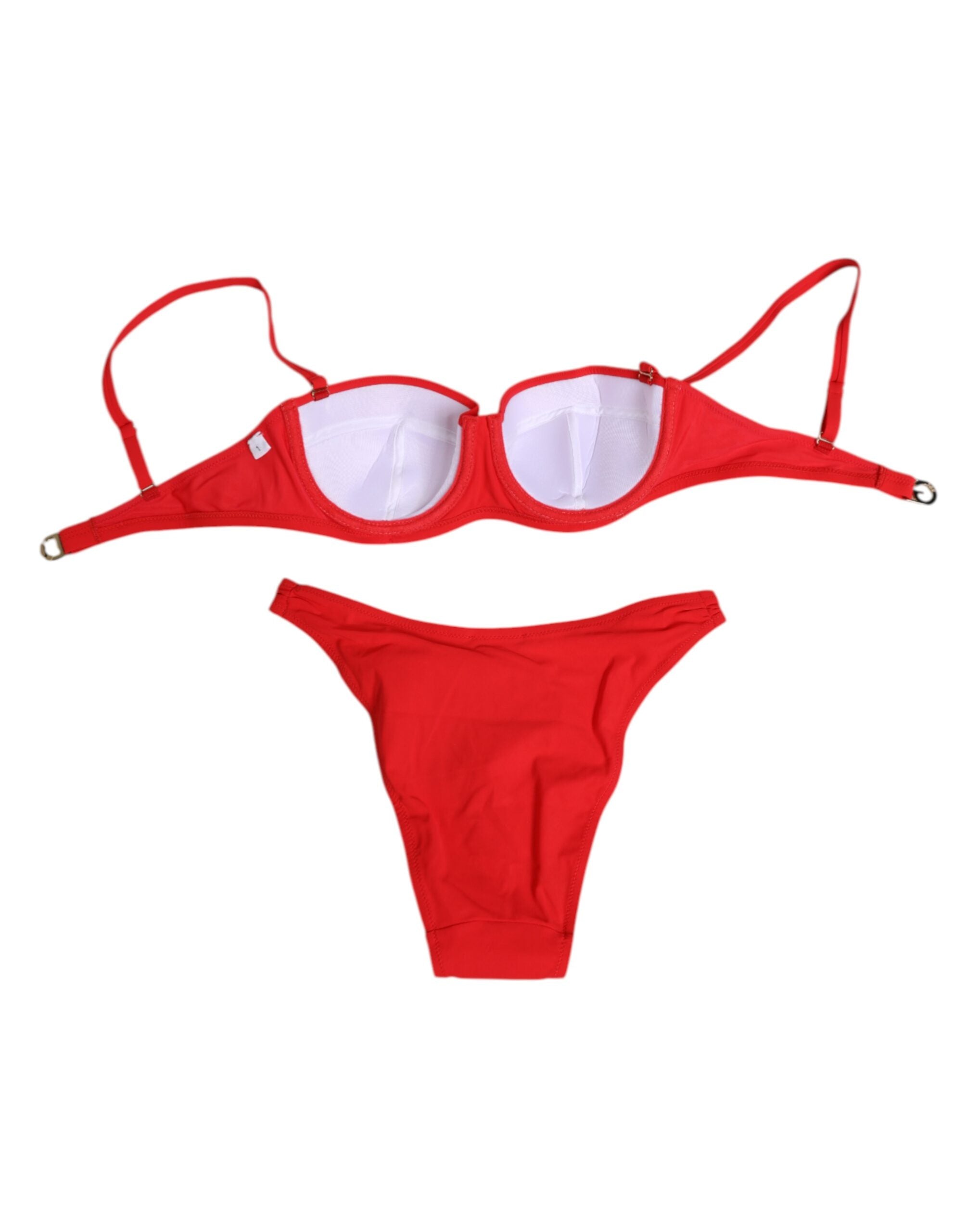 Dolce & Gabbana Red Nylon Swimsuit 2 Piece Top Bottom Swimwear-2