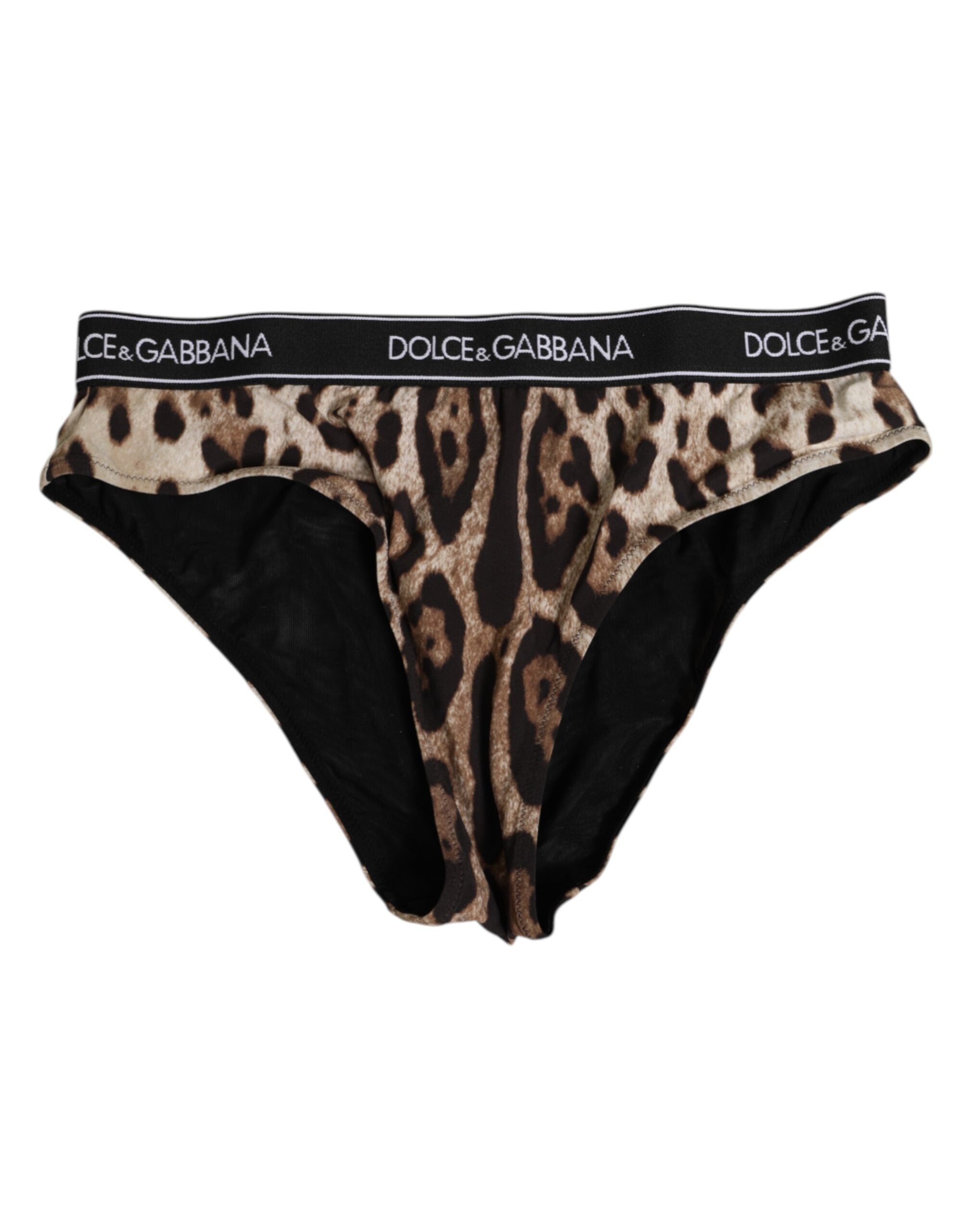 Dolce & Gabbana Brown Leopard High-Waisted Nylon Panties Underwear-2