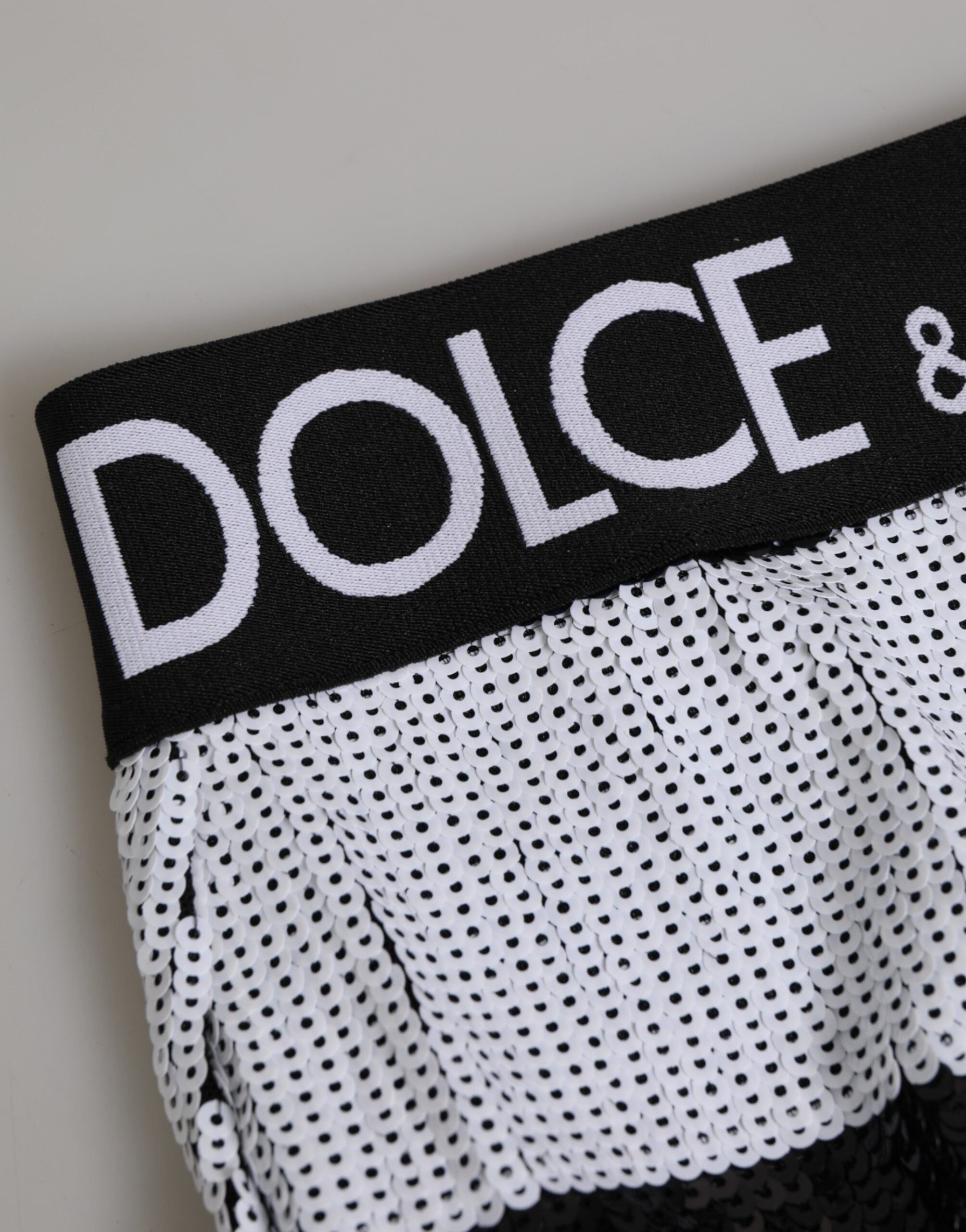 Dolce & Gabbana Black and White Sequin High Waist Panties Underwear-3