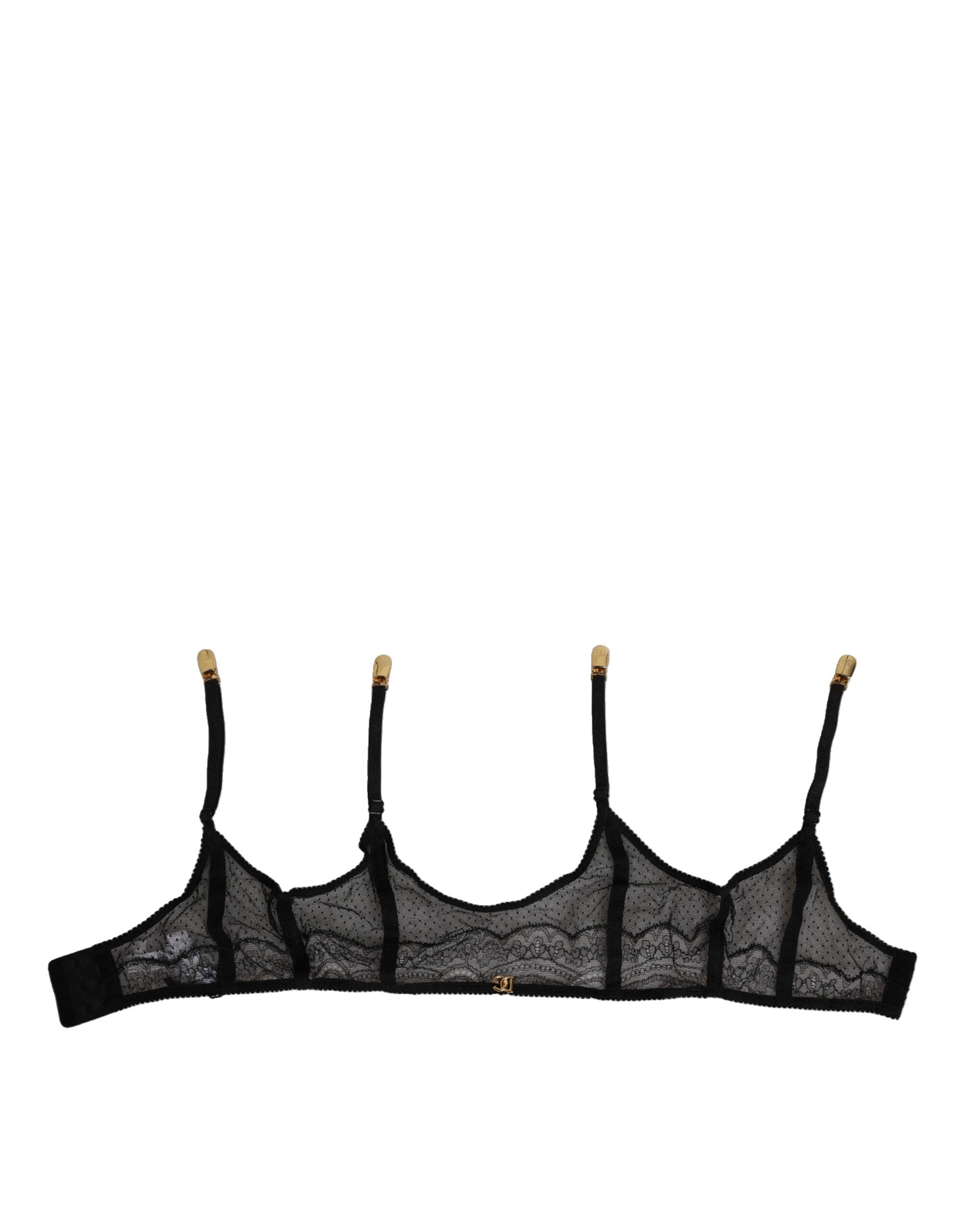 Dolce & Gabbana Black Floral Lace Nylon Strap Garter Underwear-2