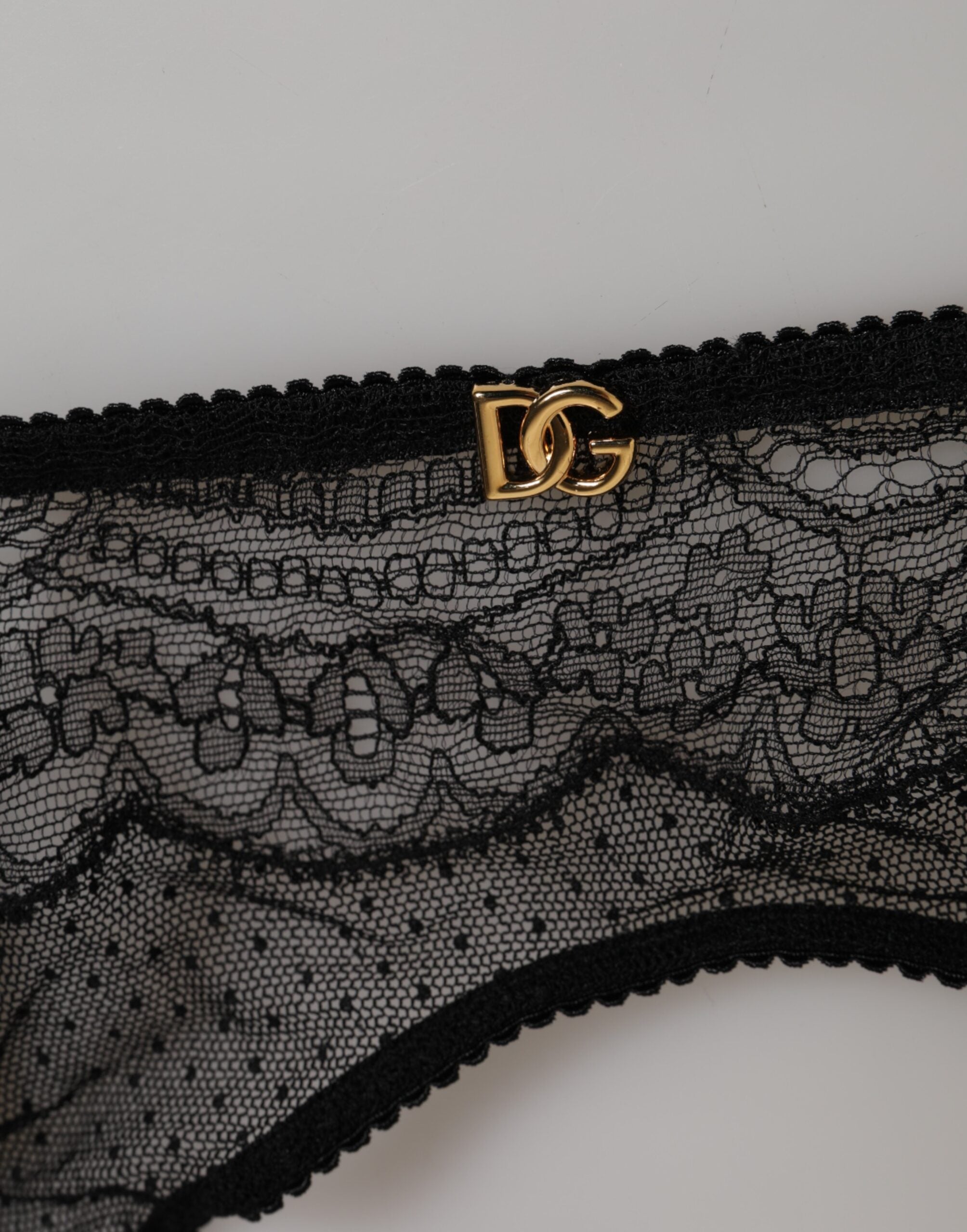 Dolce & Gabbana Black Floral Lace Nylon Strap Garter Underwear-3