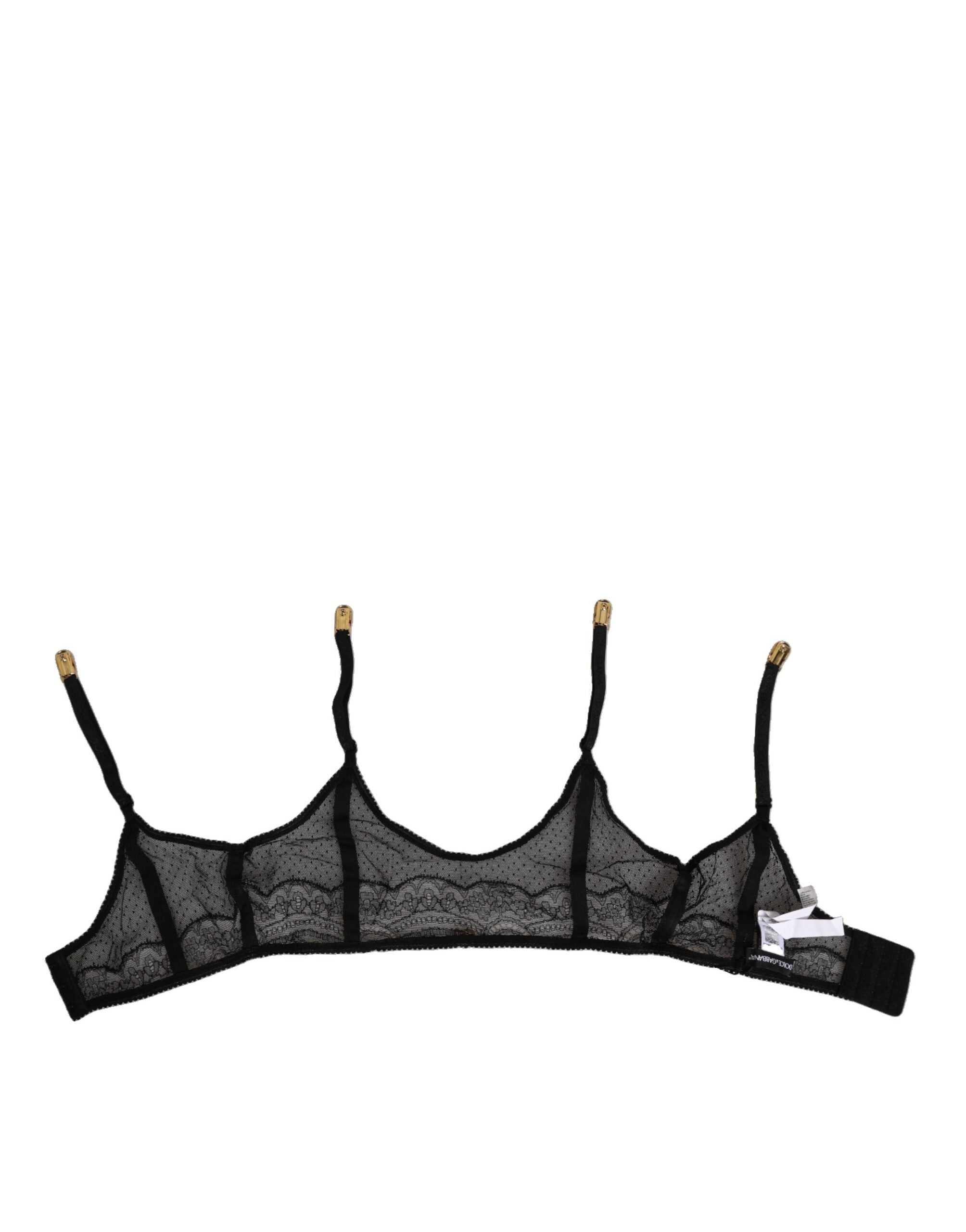 Dolce & Gabbana Black Floral Lace Nylon Strap Garter Underwear-5