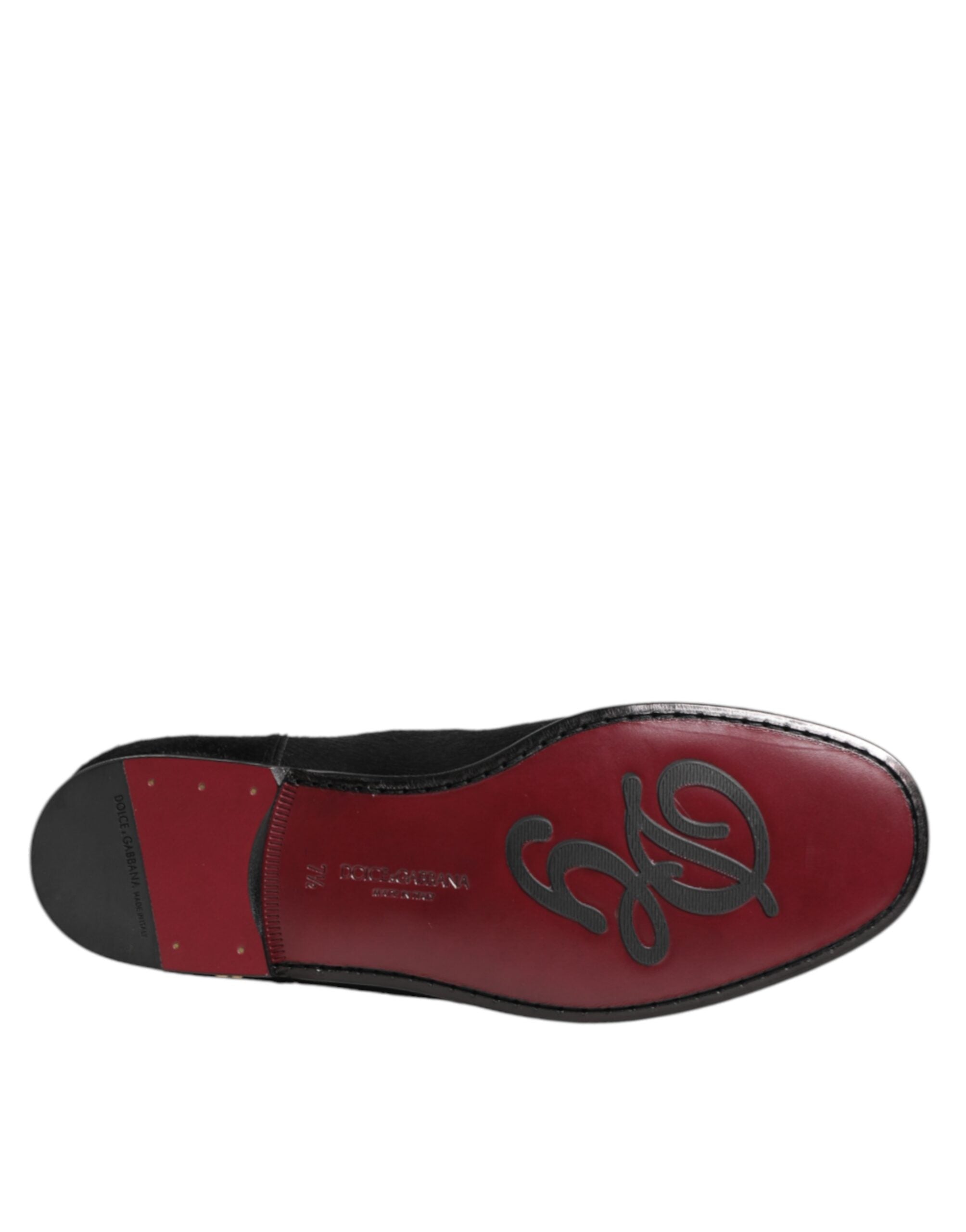 Dolce & Gabbana Schwarz Leder Pelz Männer CHELSEA Stiefel Schuhe-8