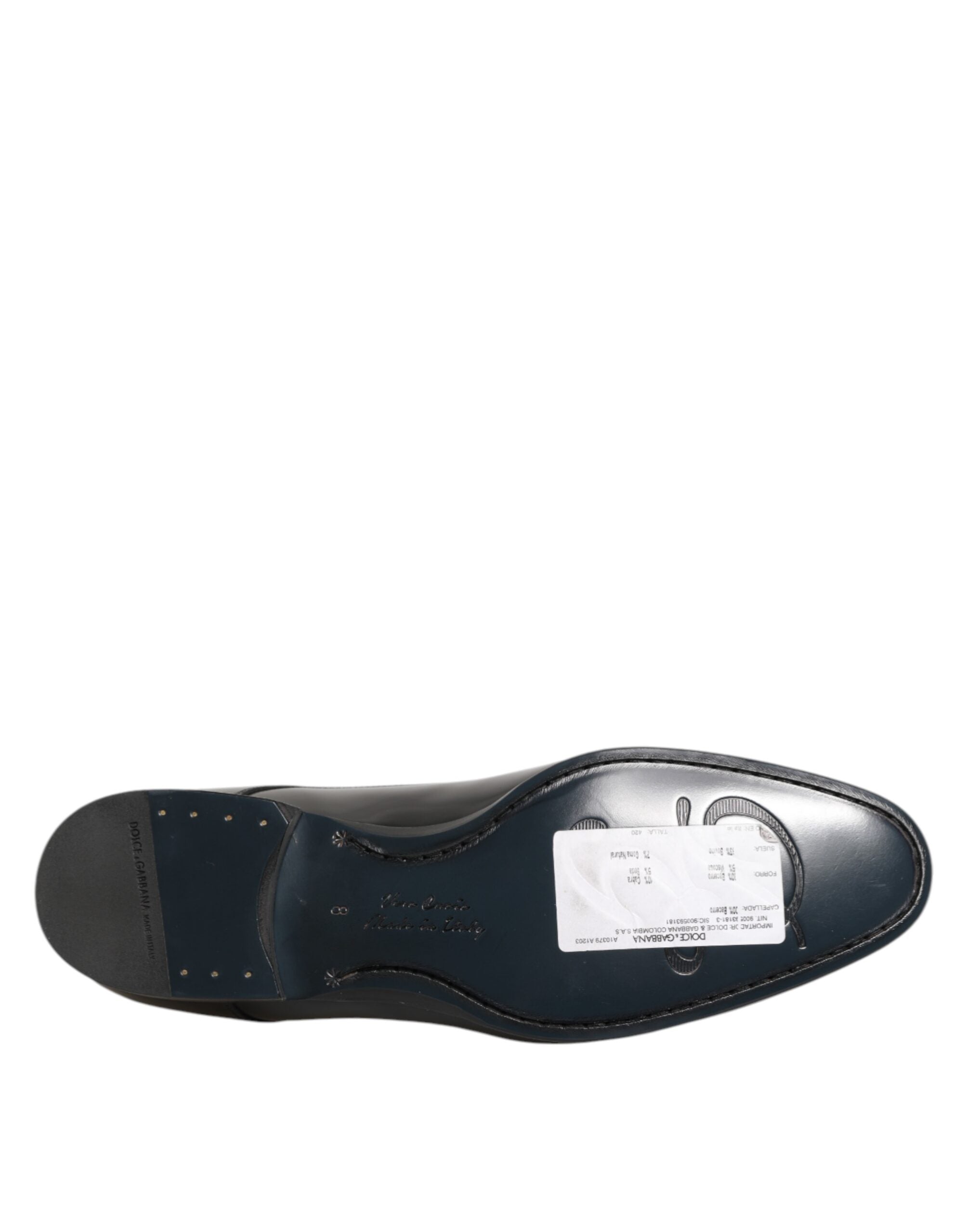 Dolce & Gabbana Schwarzes Kalbsleder Derby Herren Anzugschuhe-8