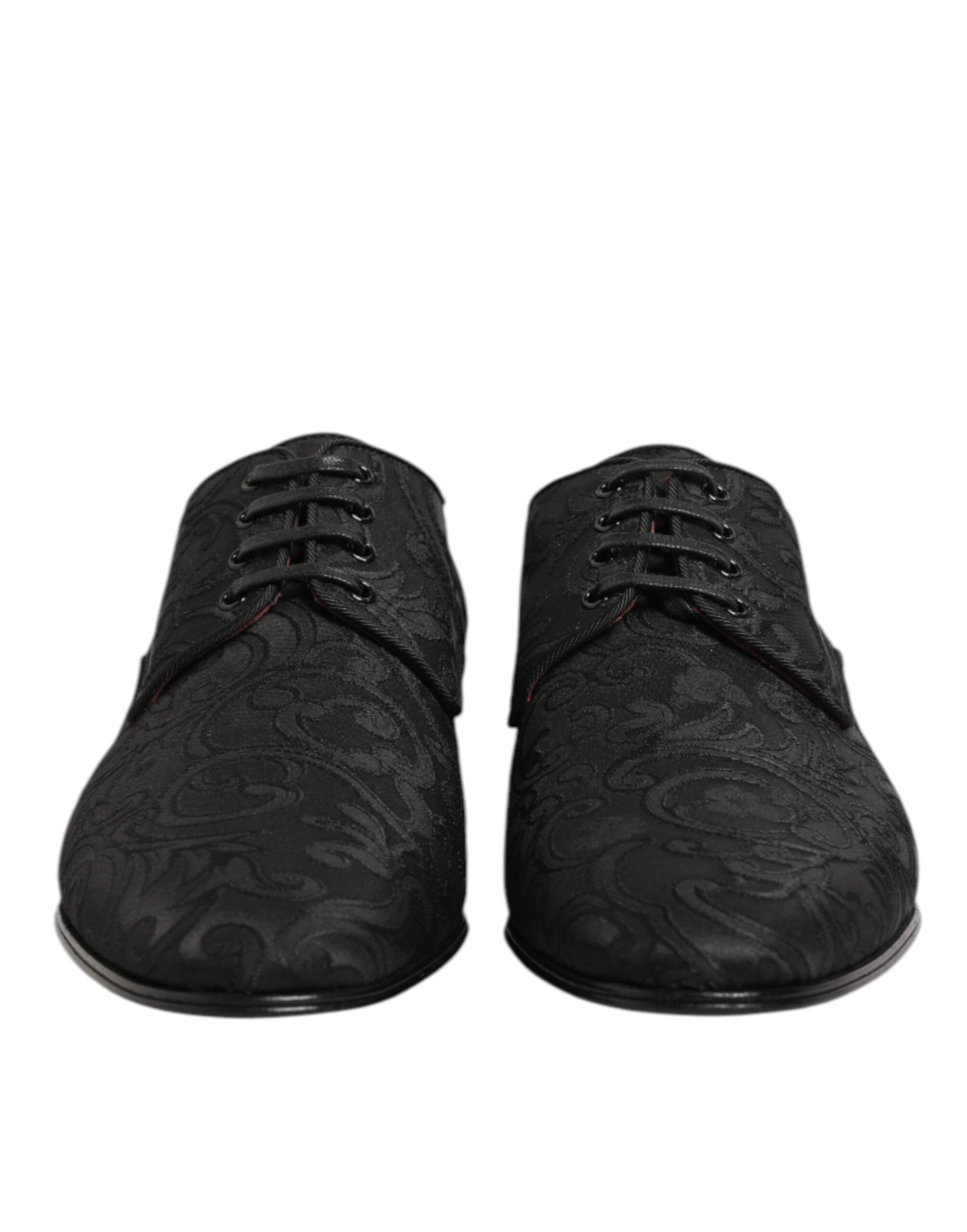 Dolce & Gabbana Black Brocade Lace Up Derby Men's Dress Shoes-3