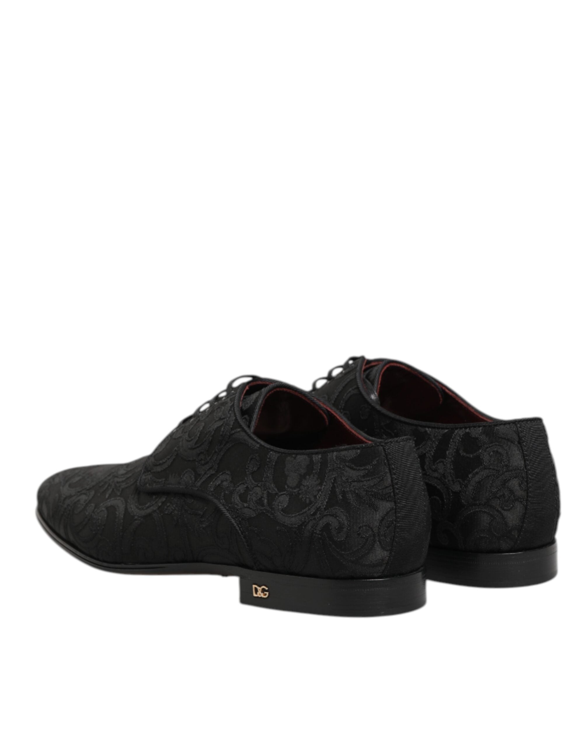 Dolce & Gabbana Black Brocade Lace Up Derby Men's Dress Shoes-6