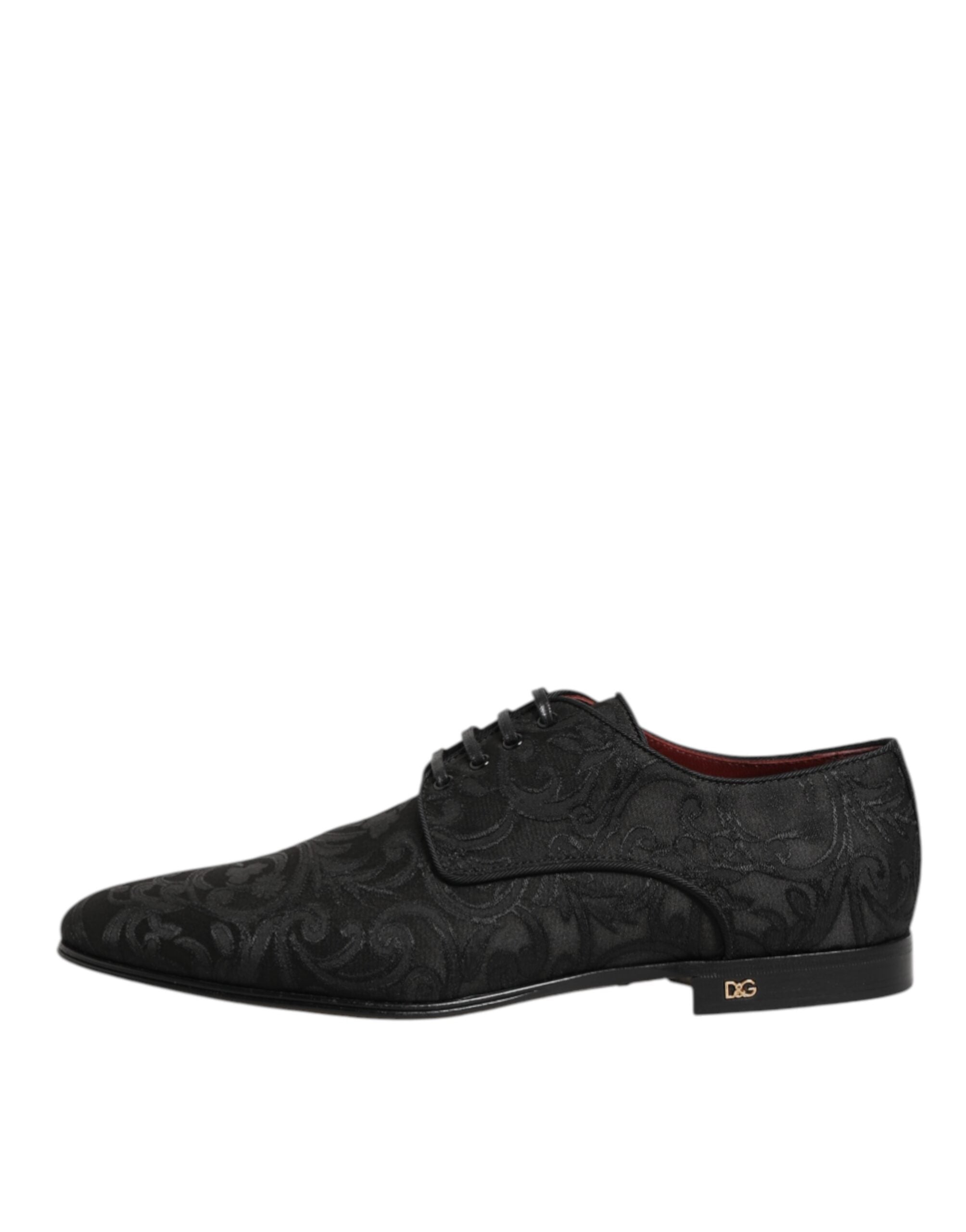 Dolce & Gabbana Black Brocade Lace Up Derby Men's Dress Shoes-7