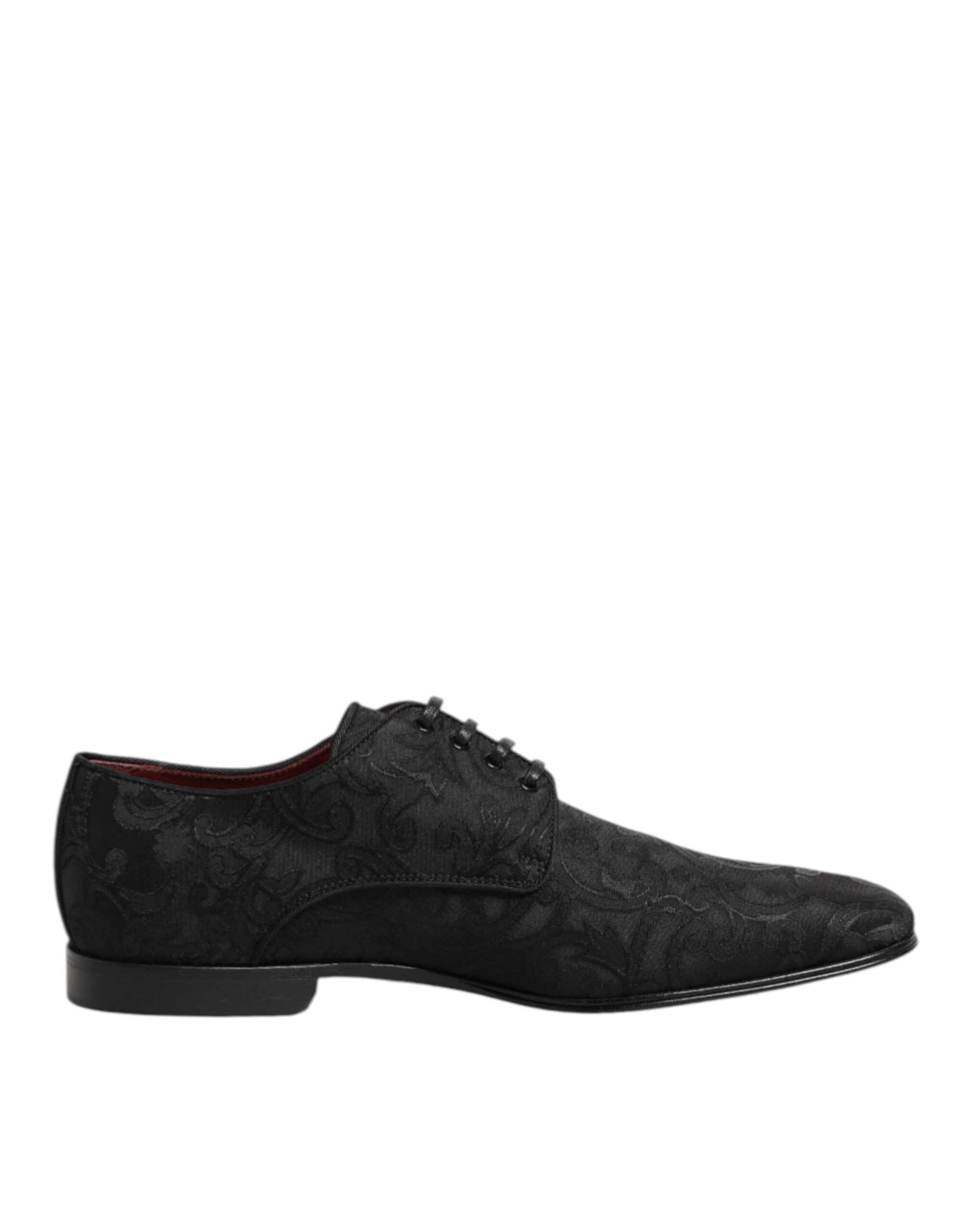 Dolce & Gabbana Black Brocade Lace Up Derby Men's Dress Shoes-2