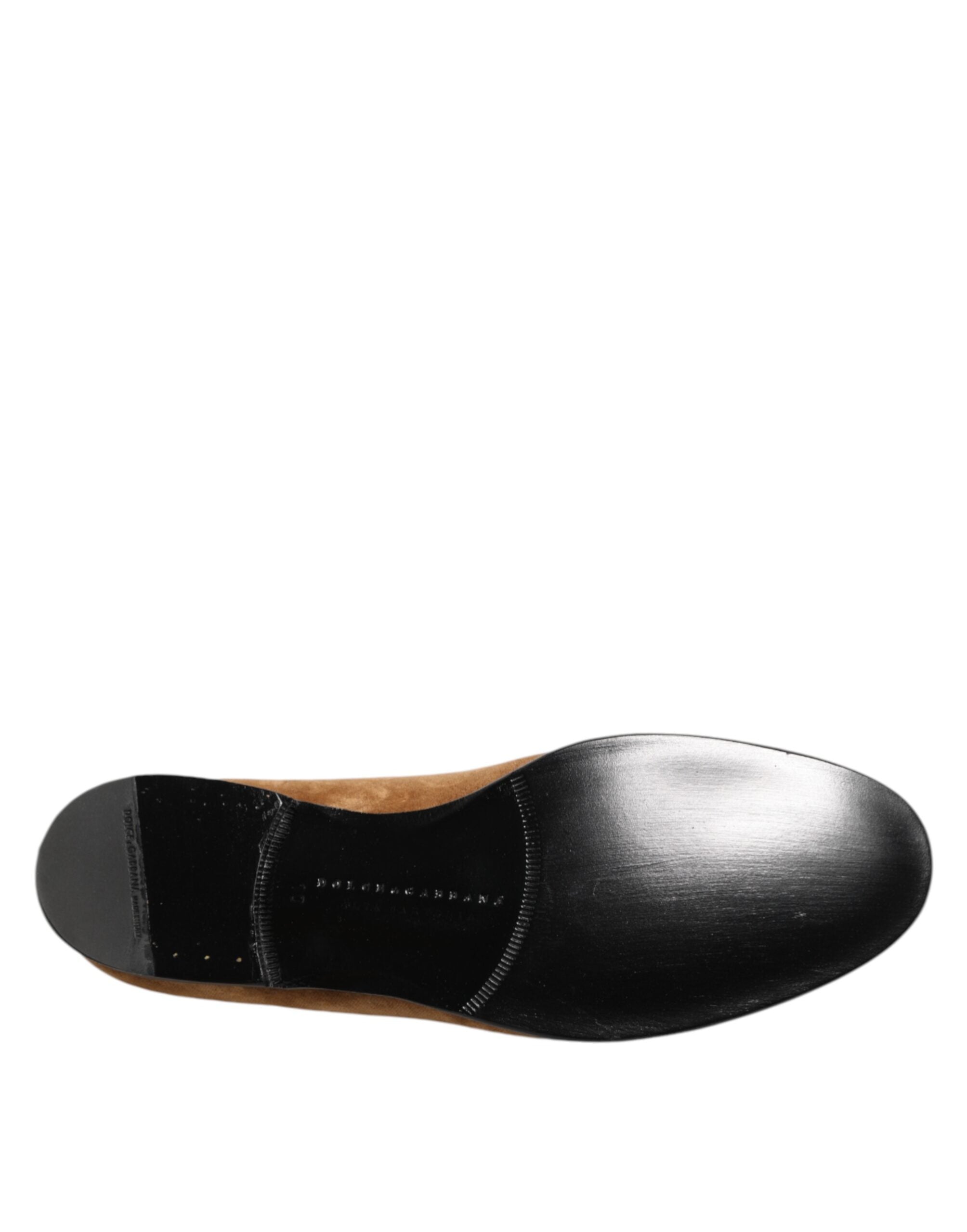 Dolce & Gabbana Brown Suede Slip-On Men's Loafers Formal Shoes-8