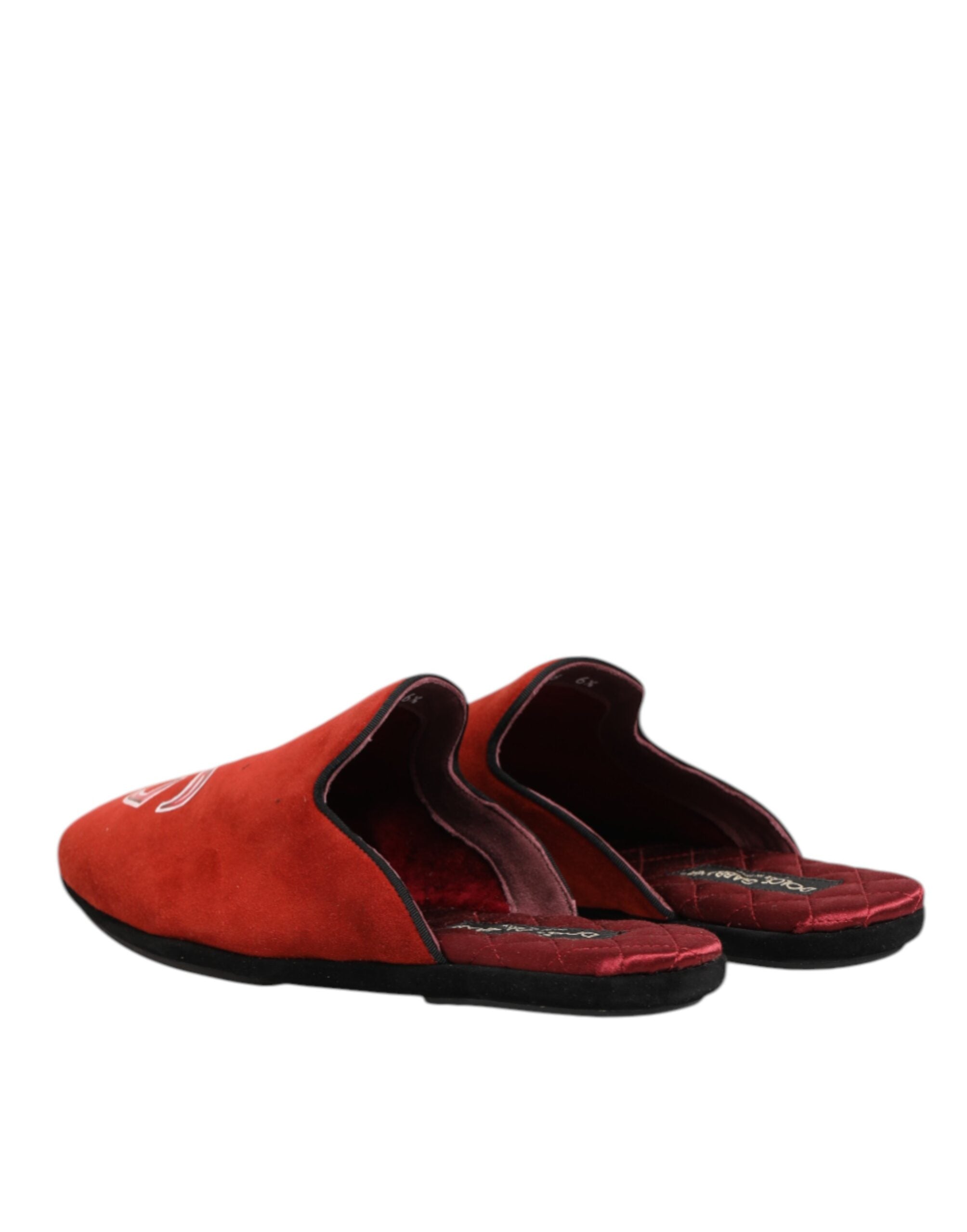 Dolce & Gabbana Red Suede DG King Men's Slippers Shoes-6