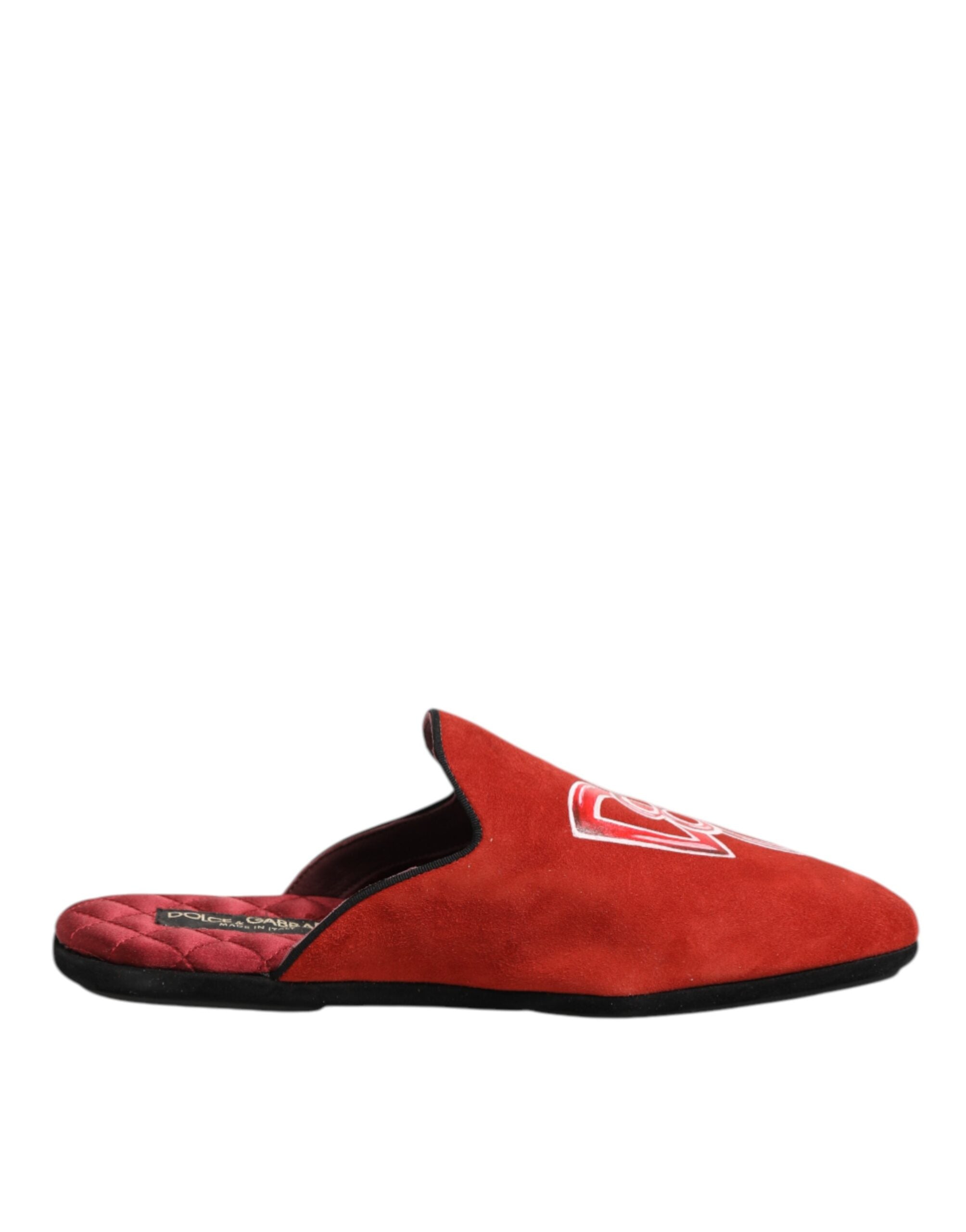 Dolce & Gabbana Red Suede DG King Men's Slippers Shoes-1