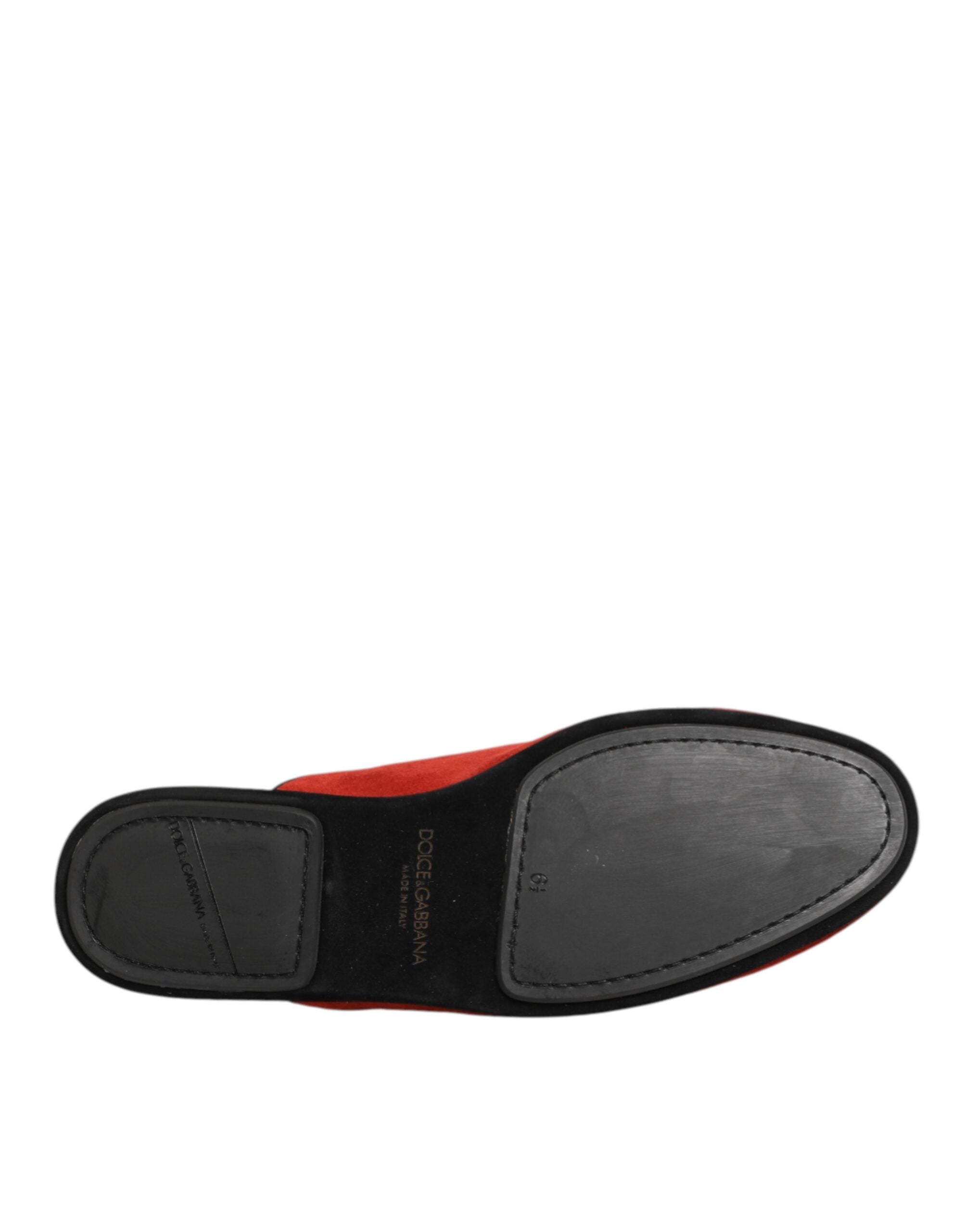 Dolce & Gabbana Red Suede DG King Men's Slippers Shoes-8