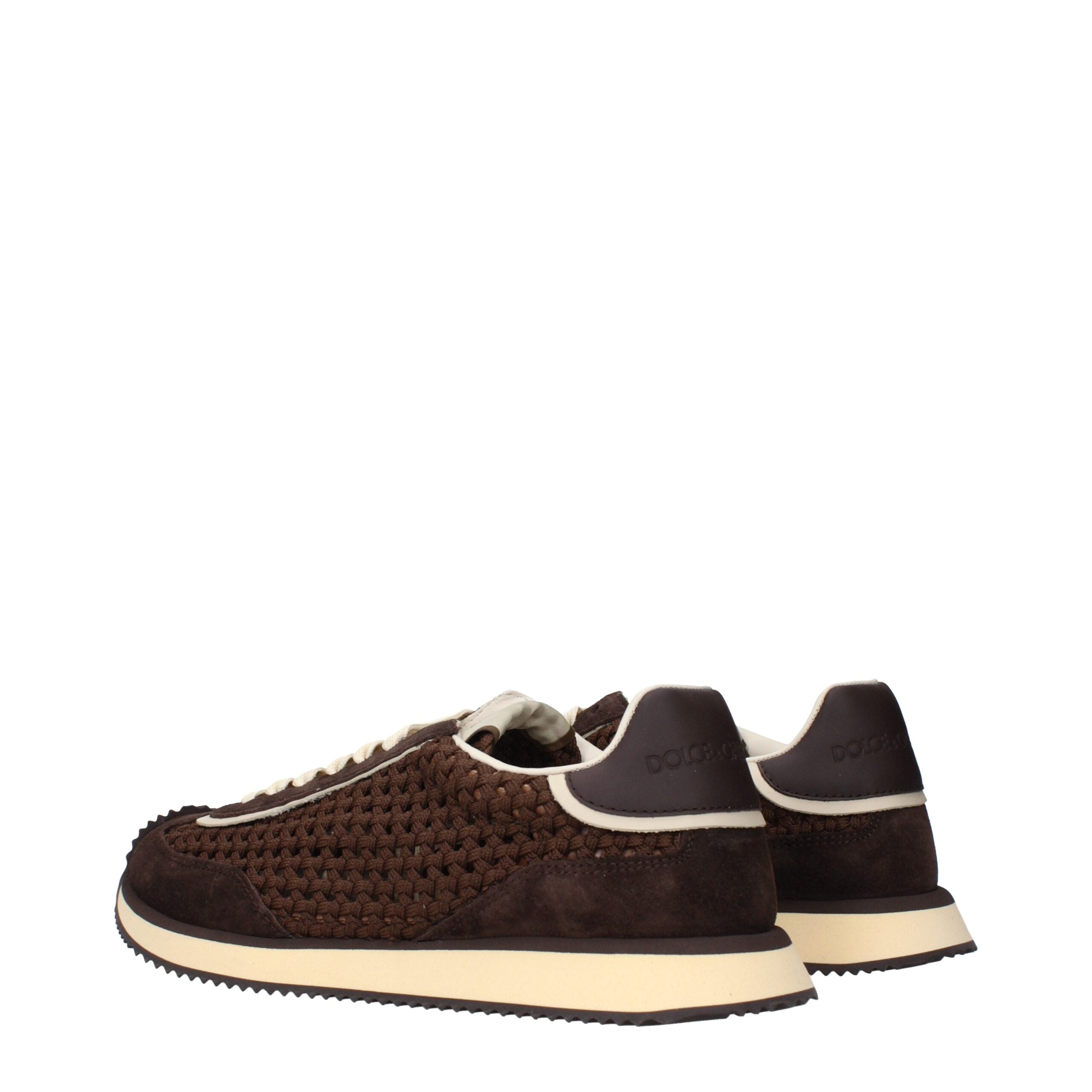 Dolce & Gabbana Braune Stoff-Sneaker mit niedrigem Schaft-4