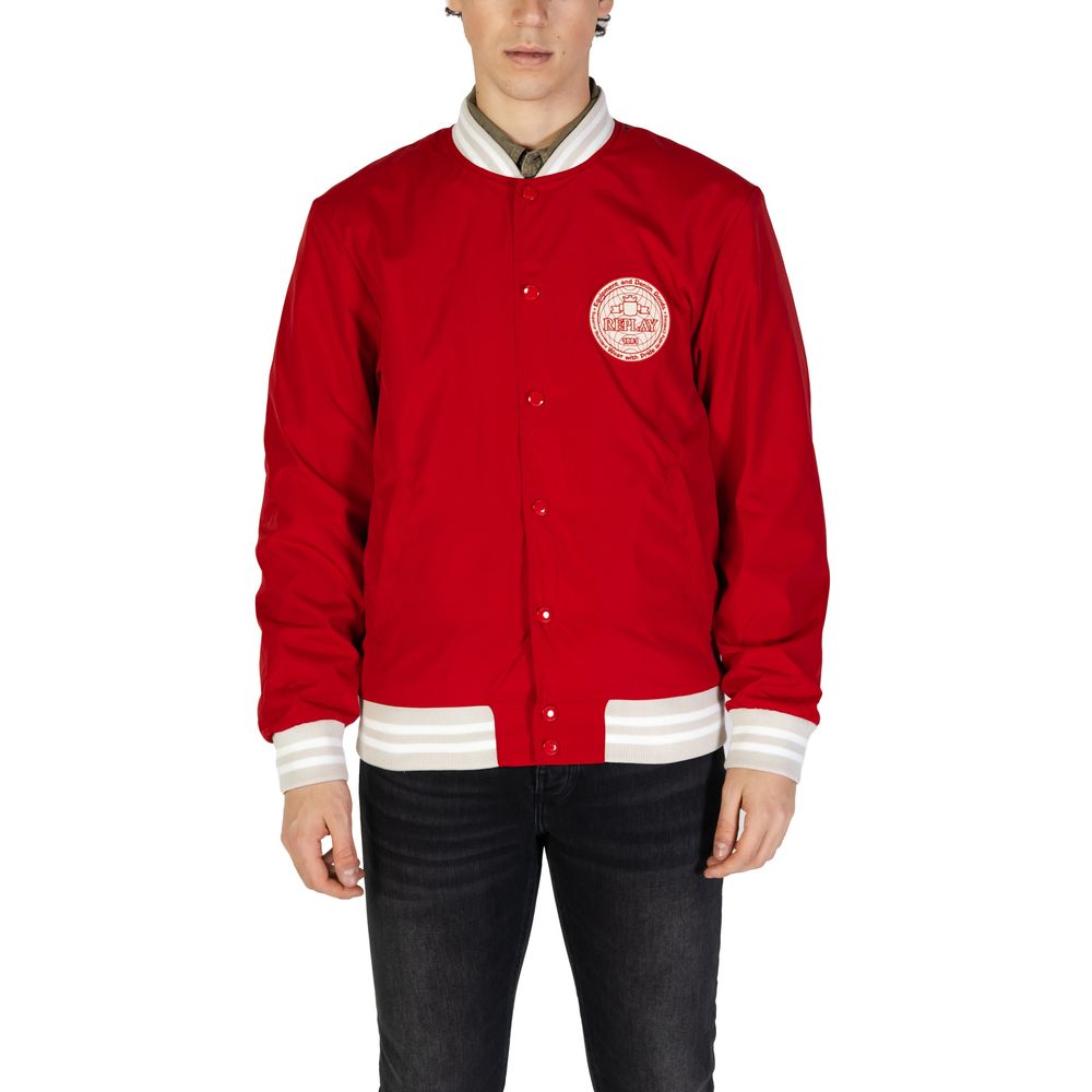 Replay Red Cotton Bomber Jacket