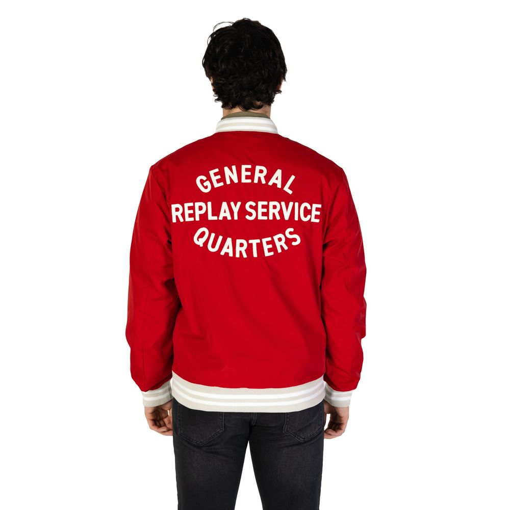 Replay Red Cotton Bomber Jacket-2