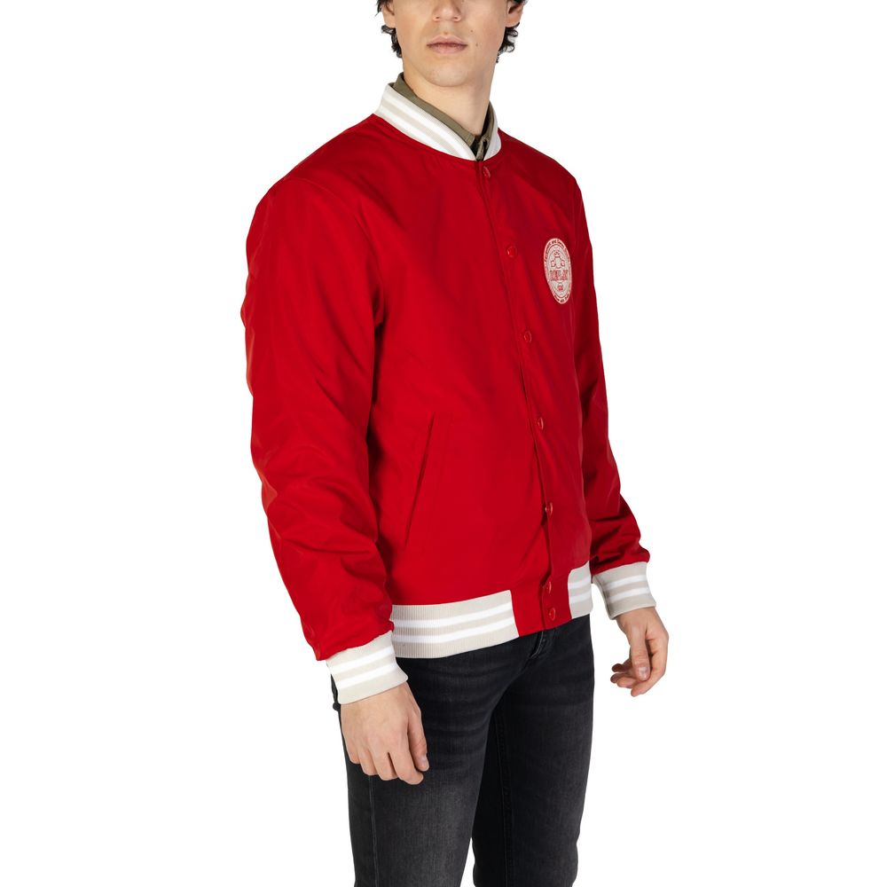 Replay Red Cotton Bomber Jacket-4