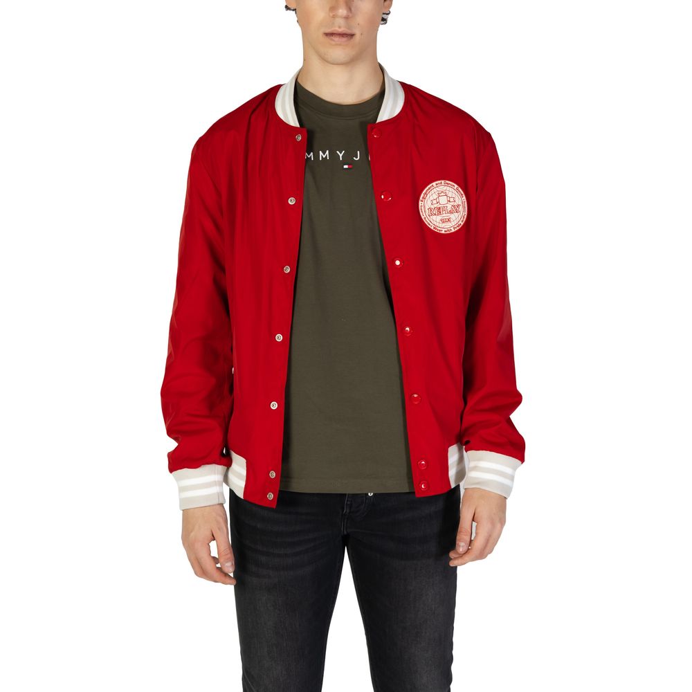 Replay Red Cotton Bomber Jacket-5