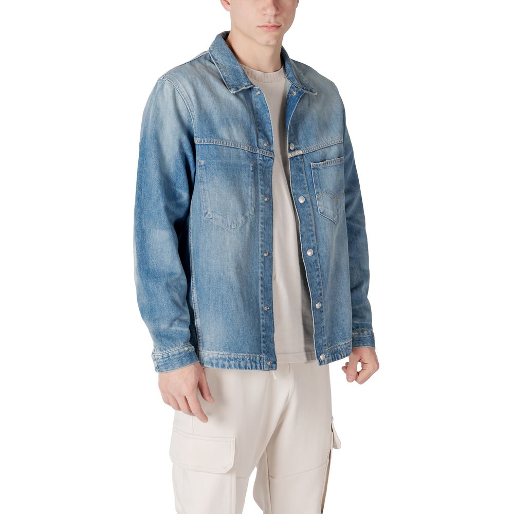 Replay Light Blue Cotton Denim Jacket-3