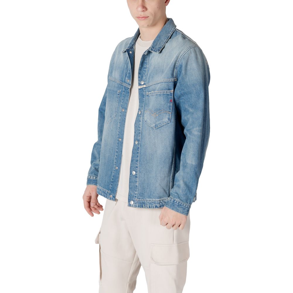 Replay Light Blue Cotton Denim Jacket-4