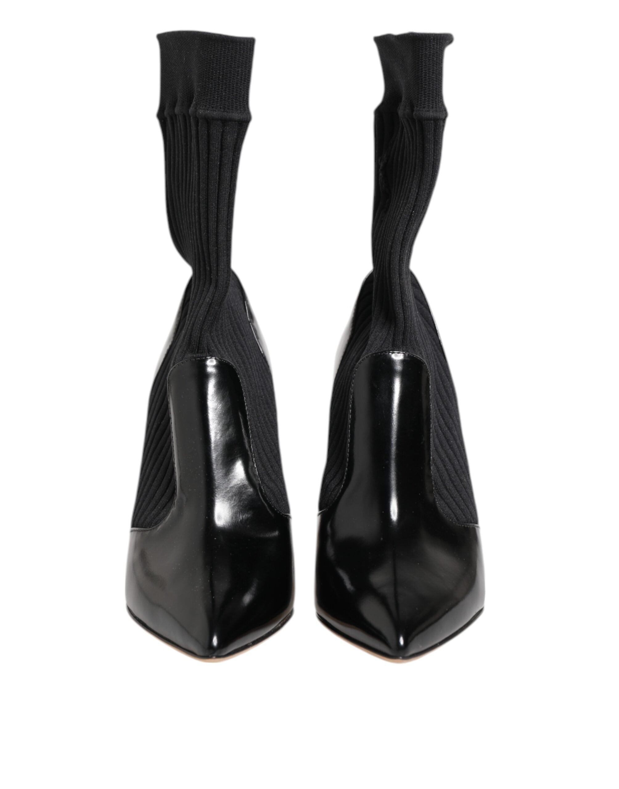 Dolce & Gabbana Schwarz Stretch Stilettos Booties Socken Schuhe-3