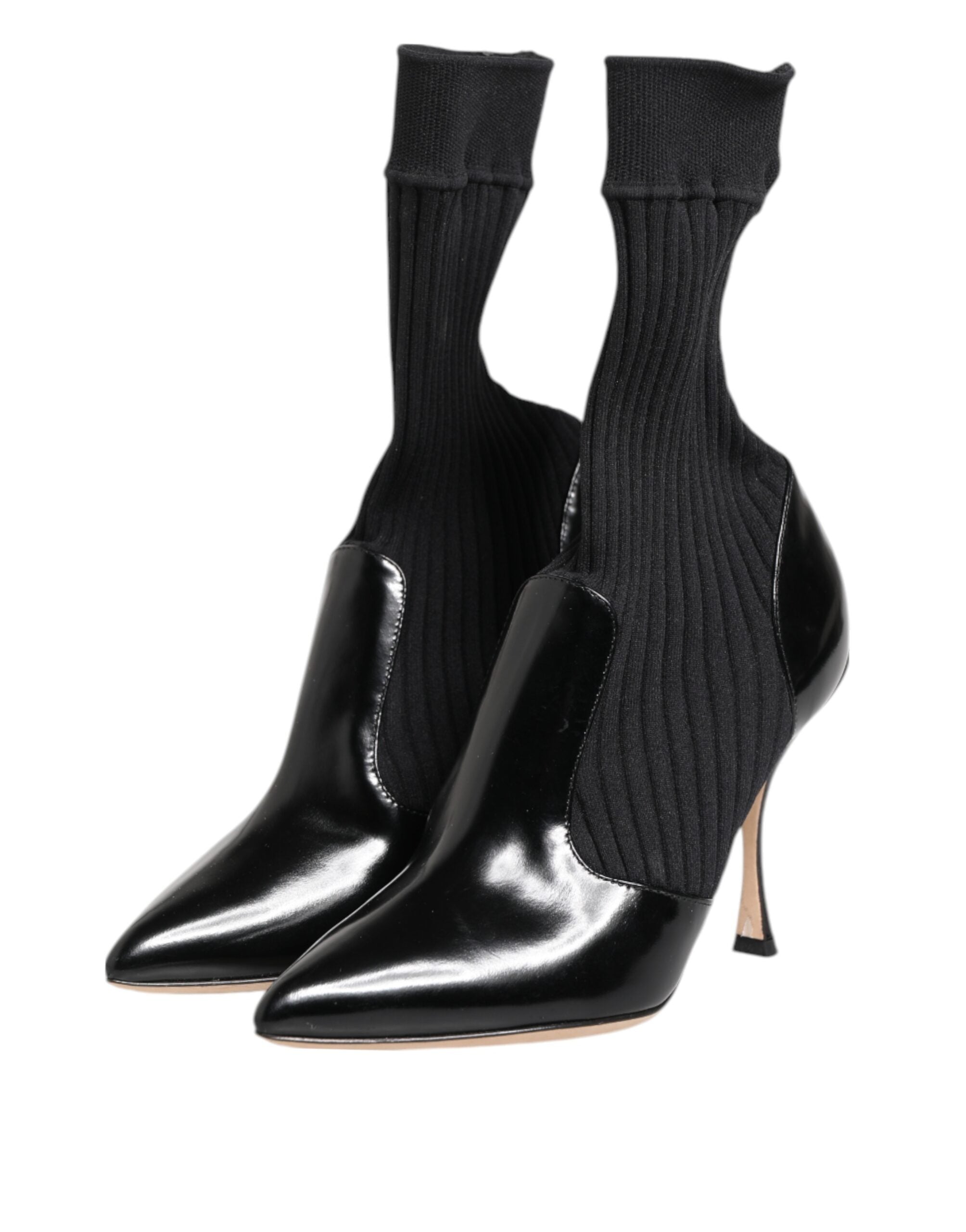Dolce & Gabbana Schwarz Stretch Stilettos Booties Socken Schuhe-4