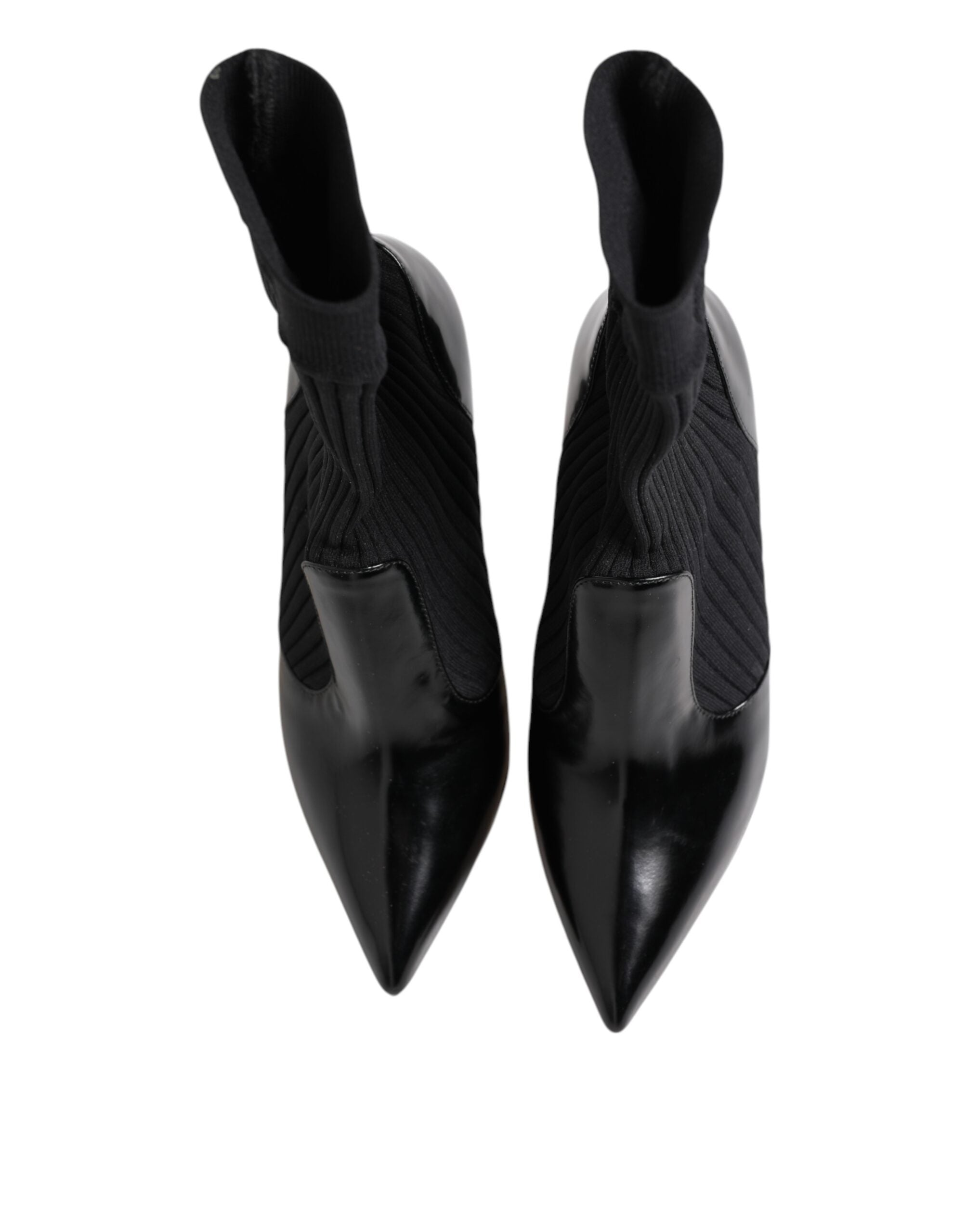 Dolce & Gabbana Schwarz Stretch Stilettos Booties Socken Schuhe-5