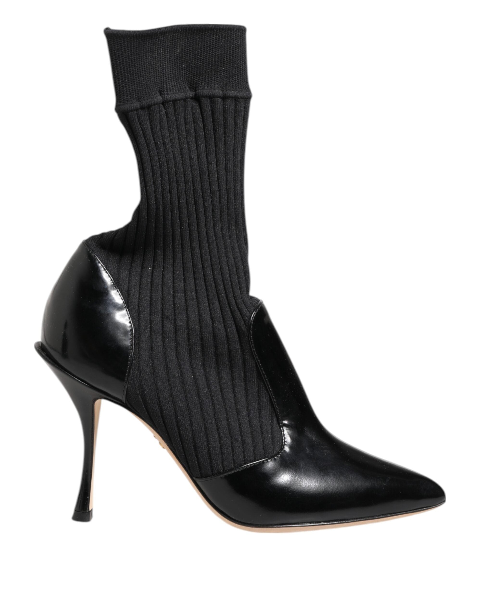 Dolce & Gabbana Schwarz Stretch Stilettos Booties Socken Schuhe-1