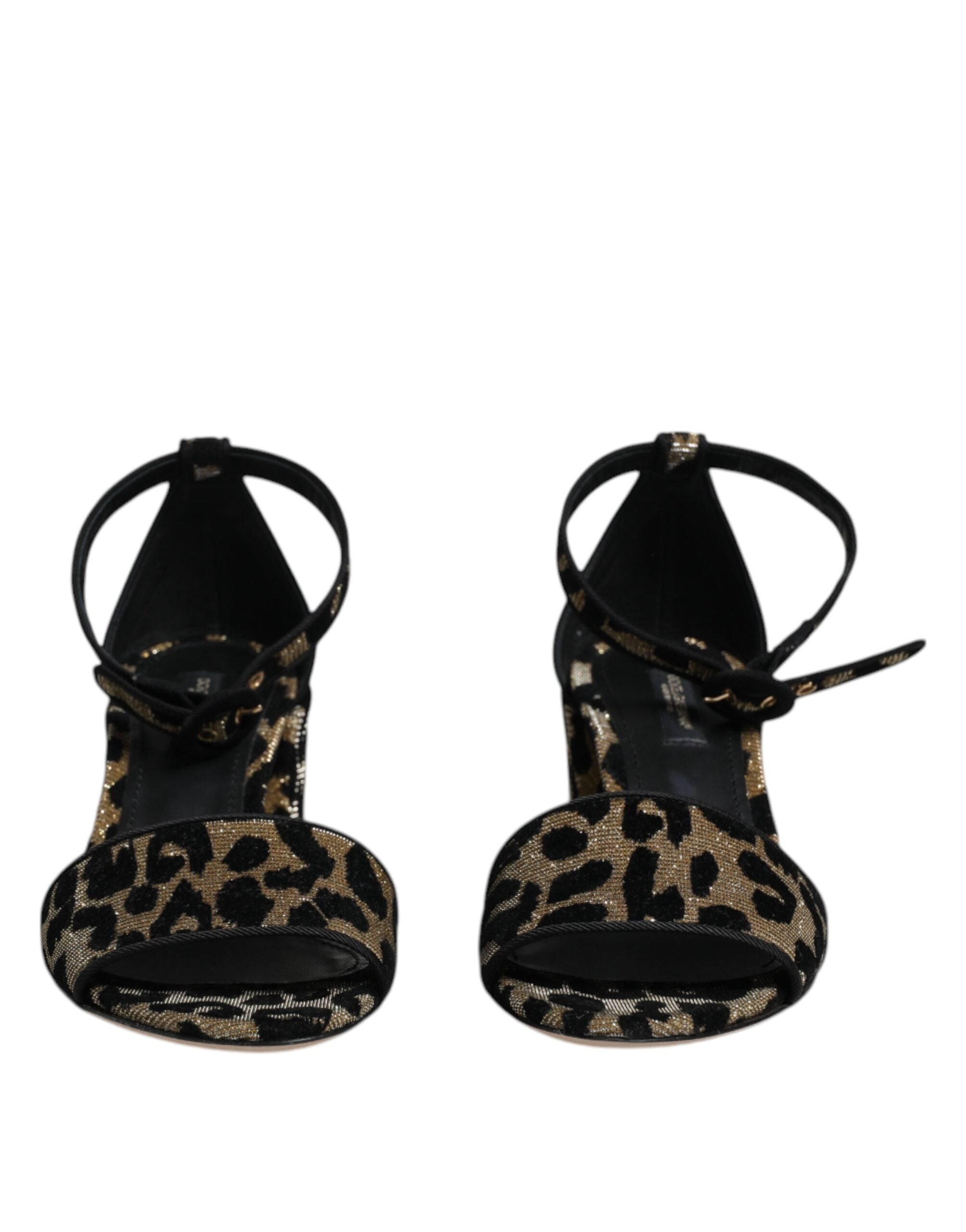 Dolce & Gabbana Gold Leopard Knöchel Strap Heels Sandalen Schuhe-3
