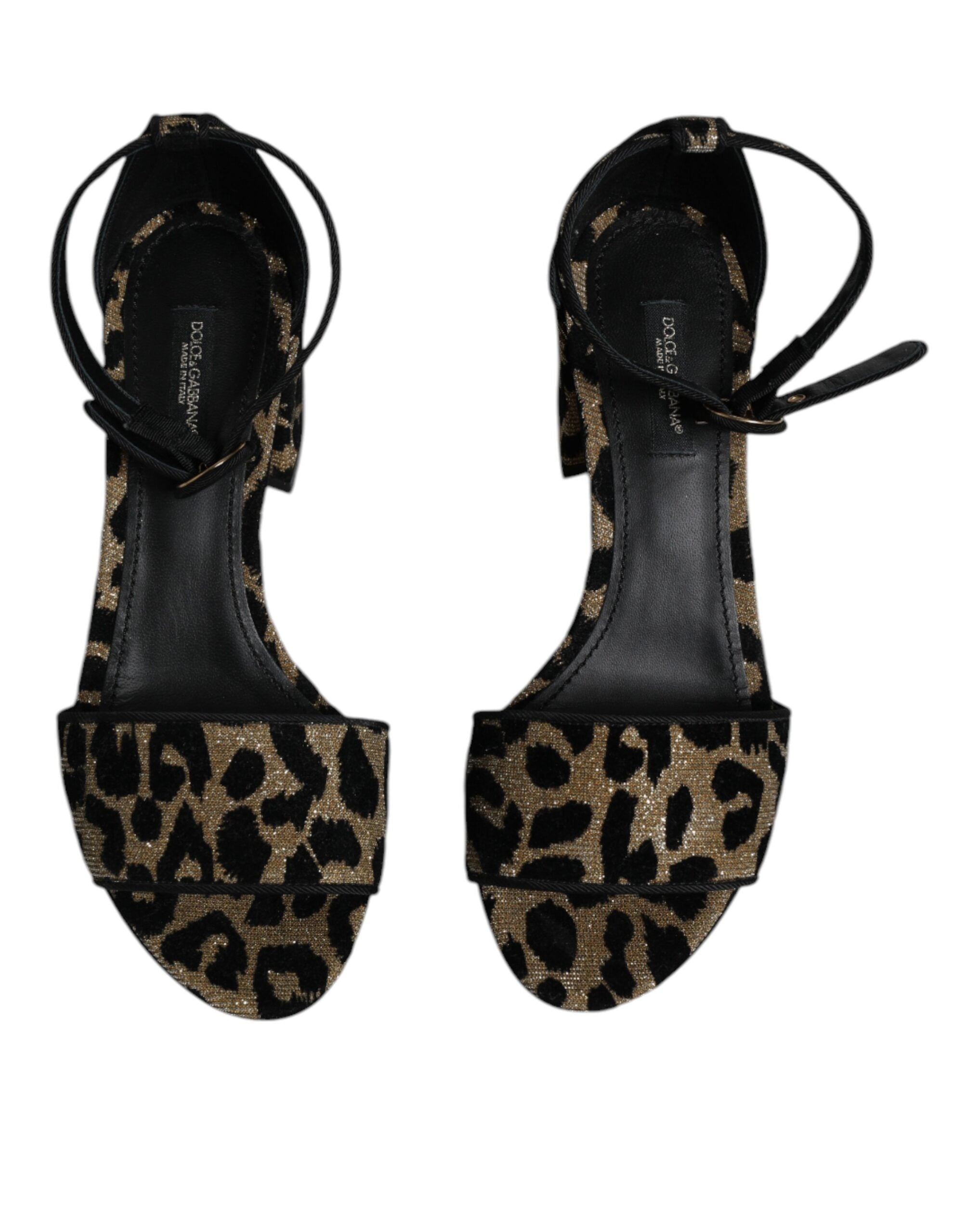 Dolce & Gabbana Gold Leopard Knöchel Strap Heels Sandalen Schuhe-4
