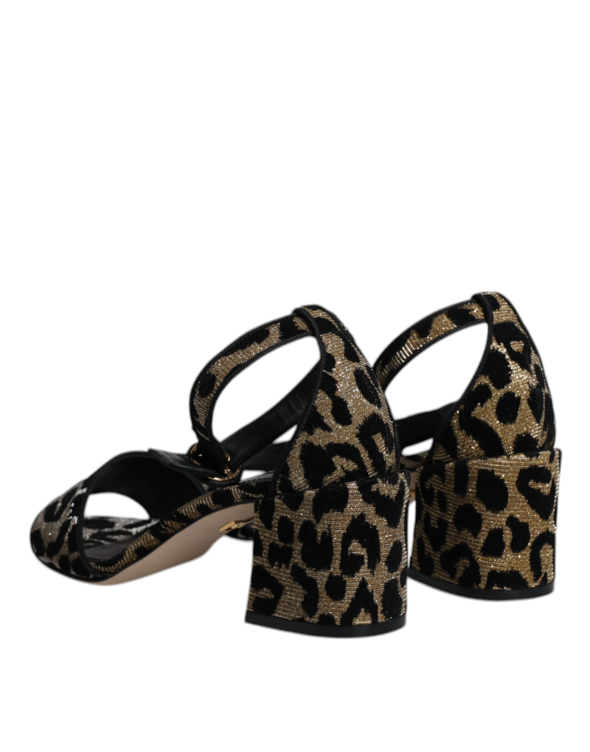 Dolce & Gabbana Gold Leopard Knöchel Strap Heels Sandalen Schuhe-6
