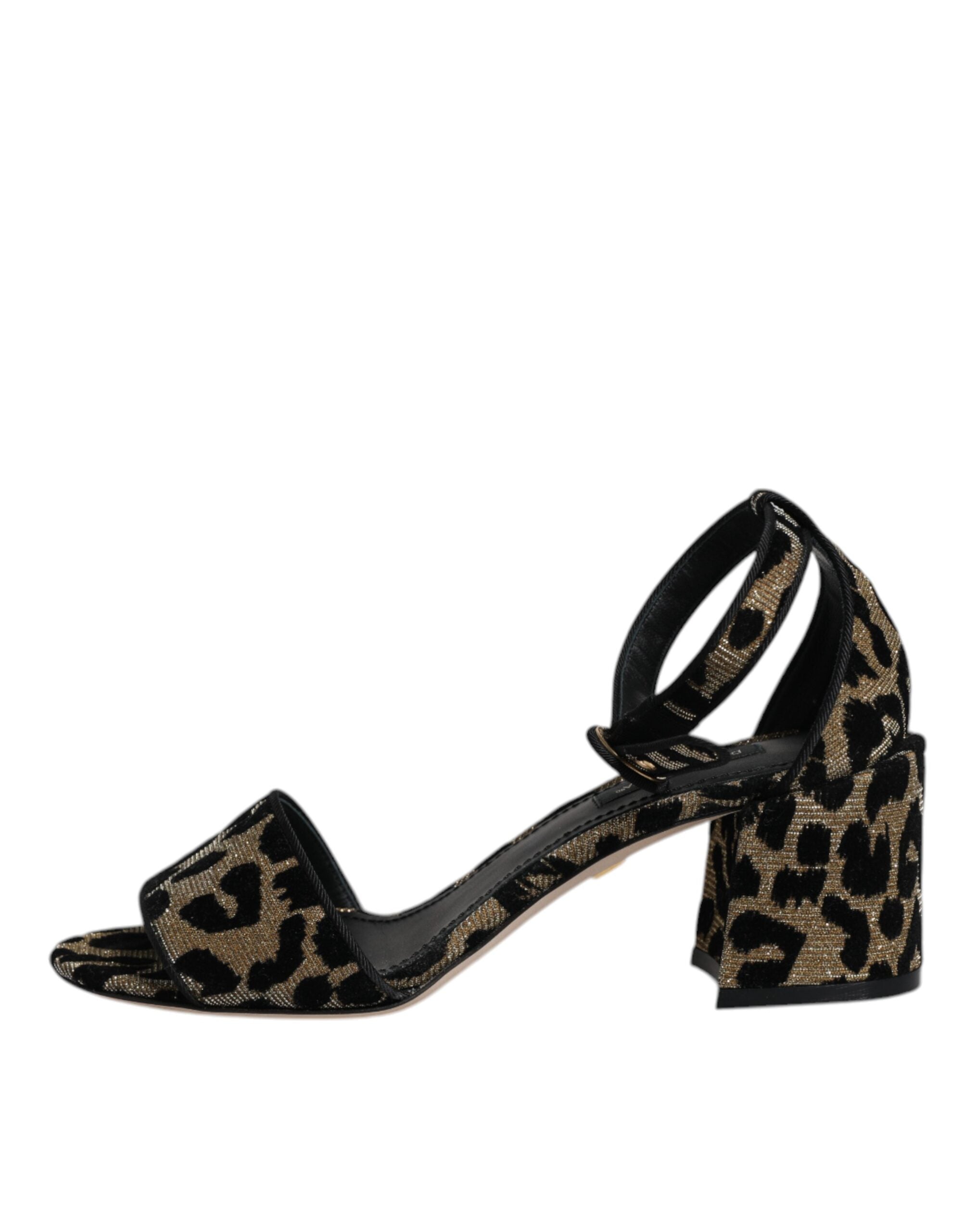 Dolce & Gabbana Gold Leopard Knöchel Strap Heels Sandalen Schuhe-7