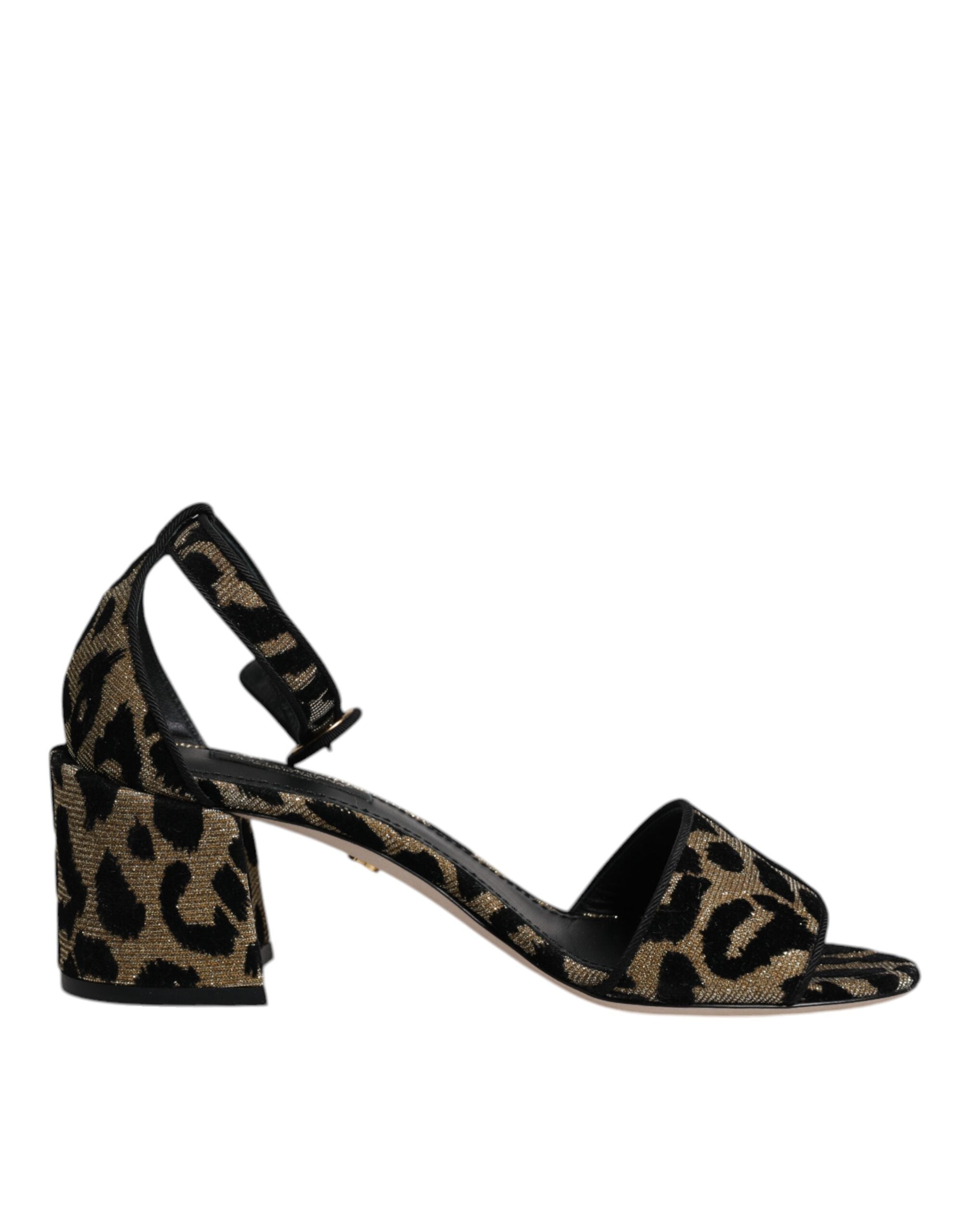 Dolce & Gabbana Gold Leopard Knöchel Strap Heels Sandalen Schuhe-1