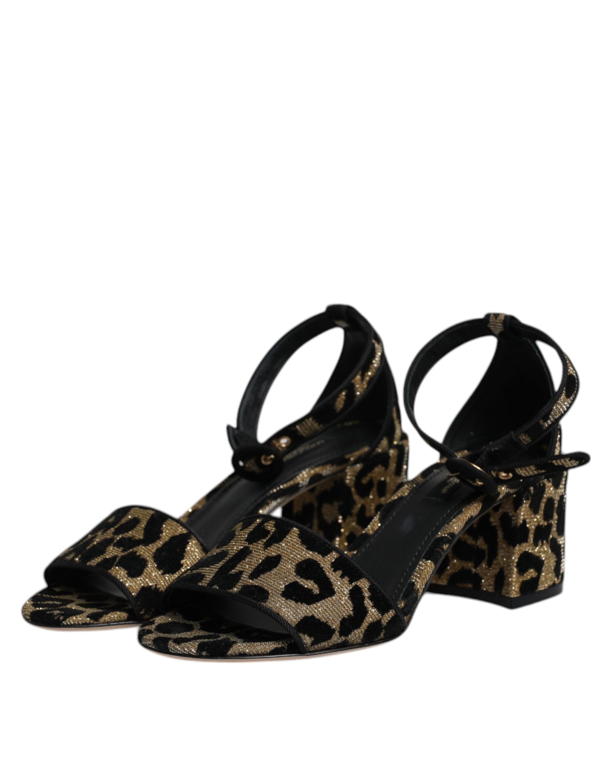 Dolce & Gabbana Gold Leopard Knöchel Strap Heels Sandalen Schuhe-5