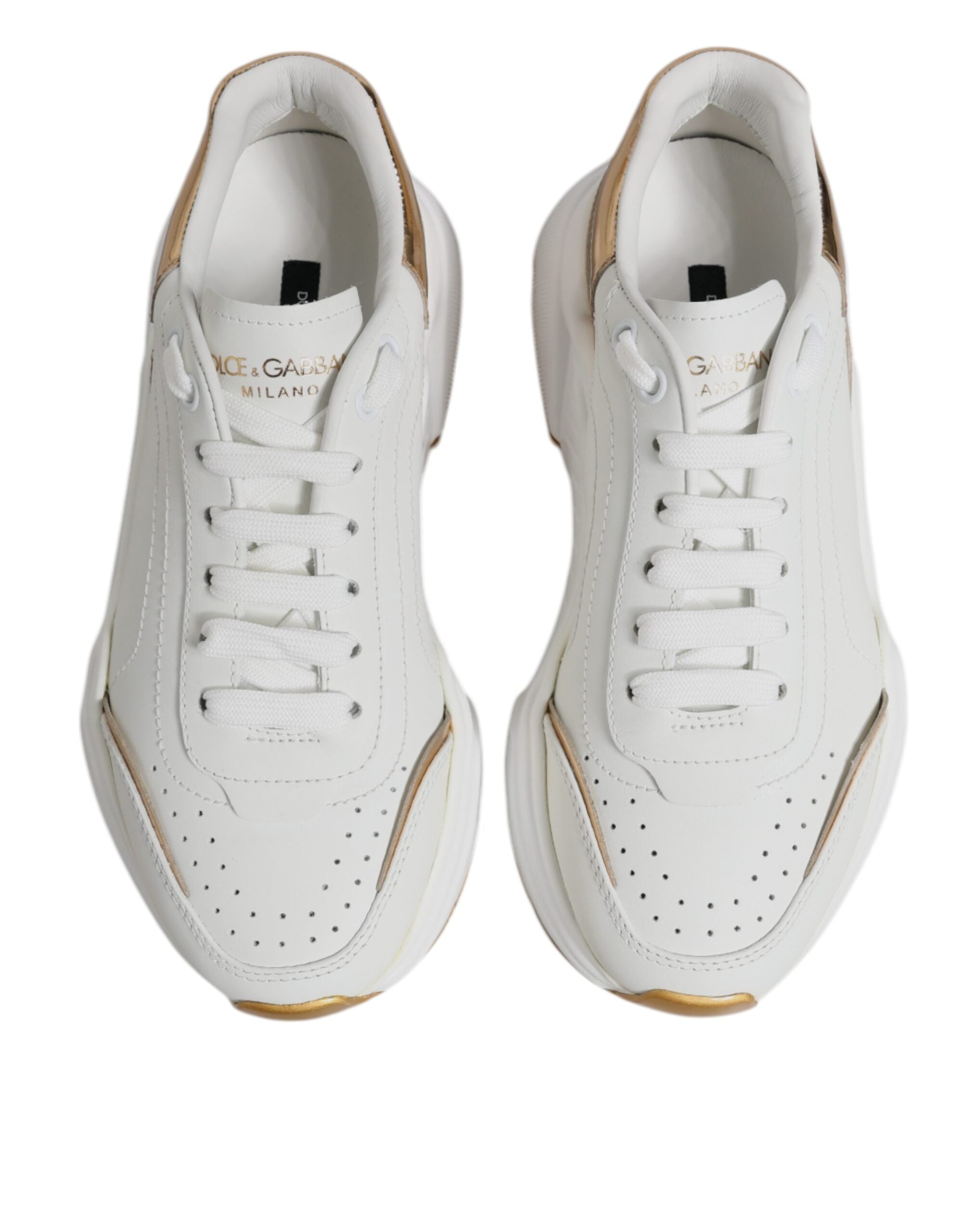 Dolce & Gabbana White Gold Daymaster Low Top Sneakers Shoes-4