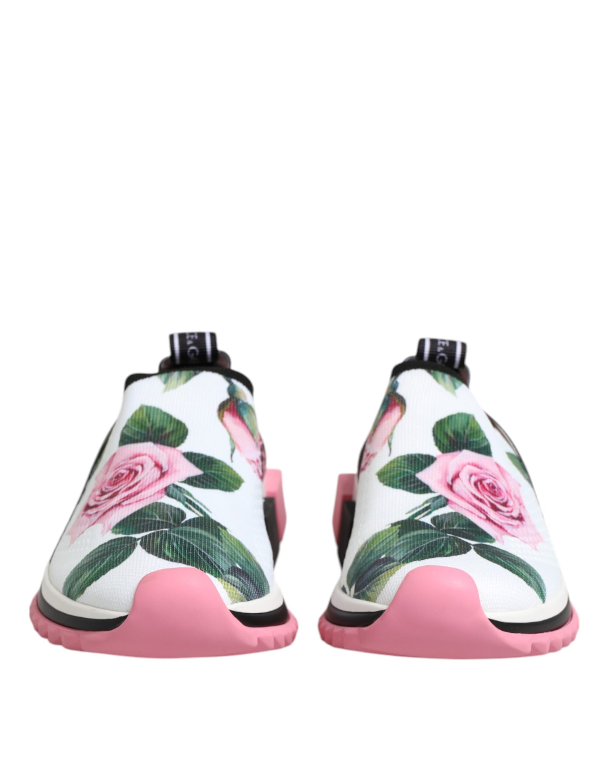Dolce & Gabbana White Rose Print Sorrento Sneakers Shoes-3