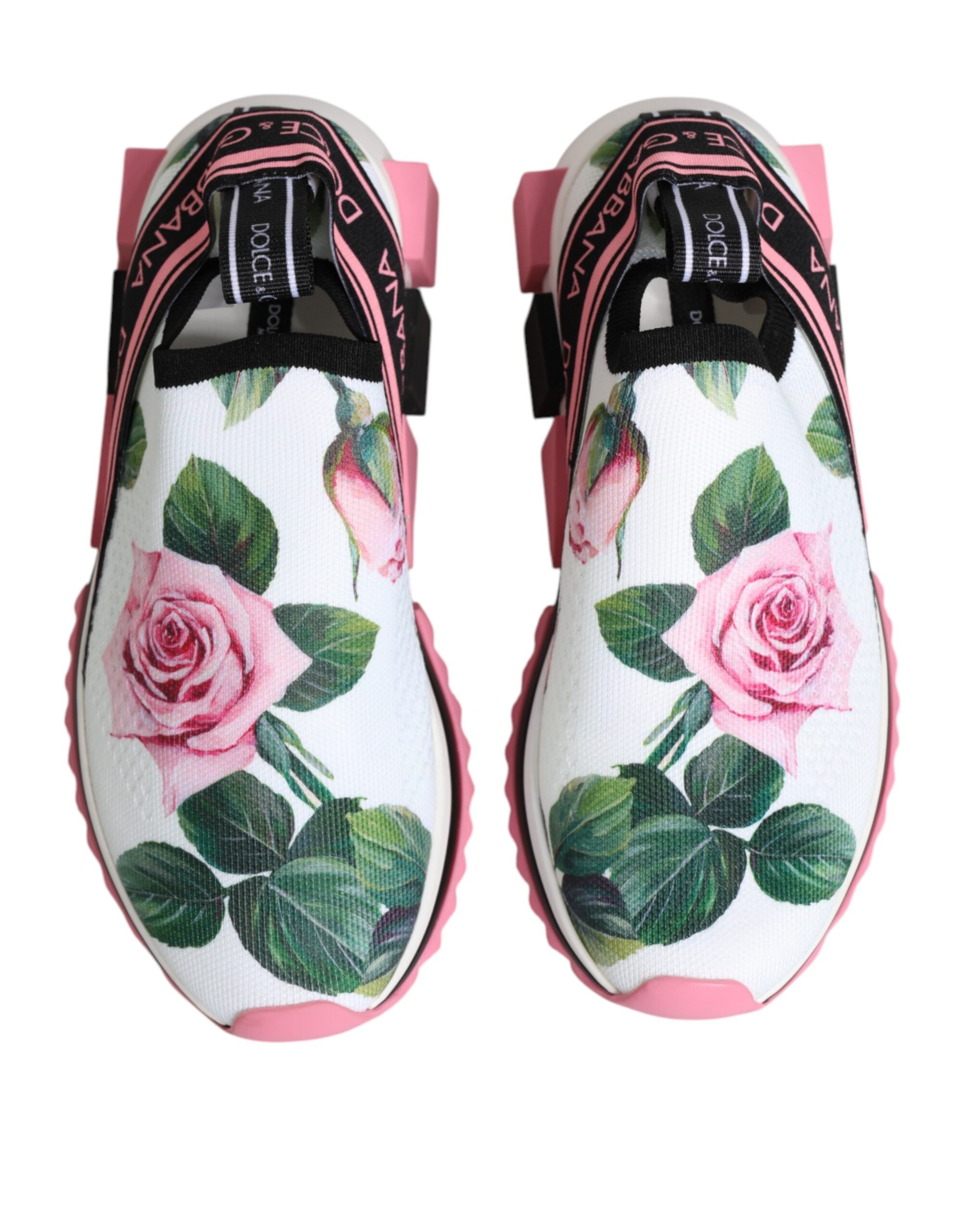Dolce & Gabbana White Rose Print Sorrento Sneakers Shoes-4