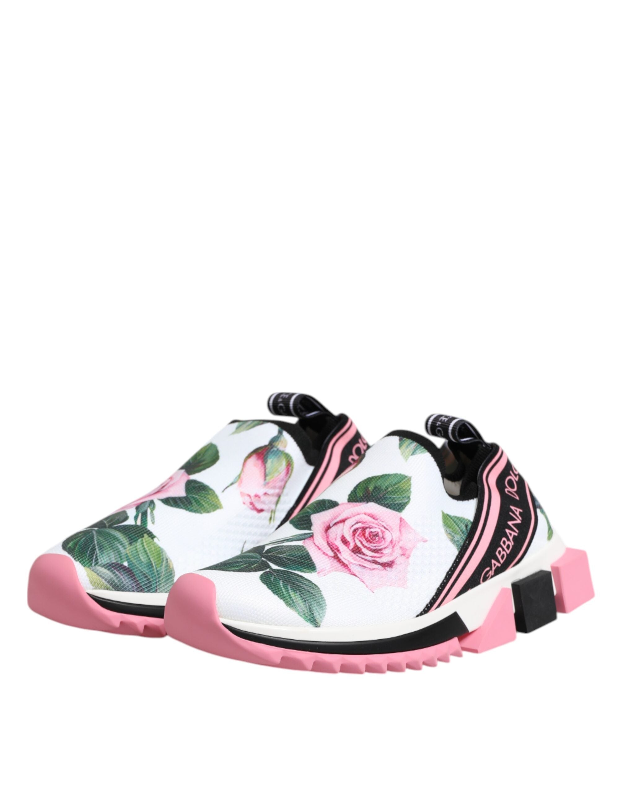 Dolce & Gabbana White Rose Print Sorrento Sneakers Shoes-5