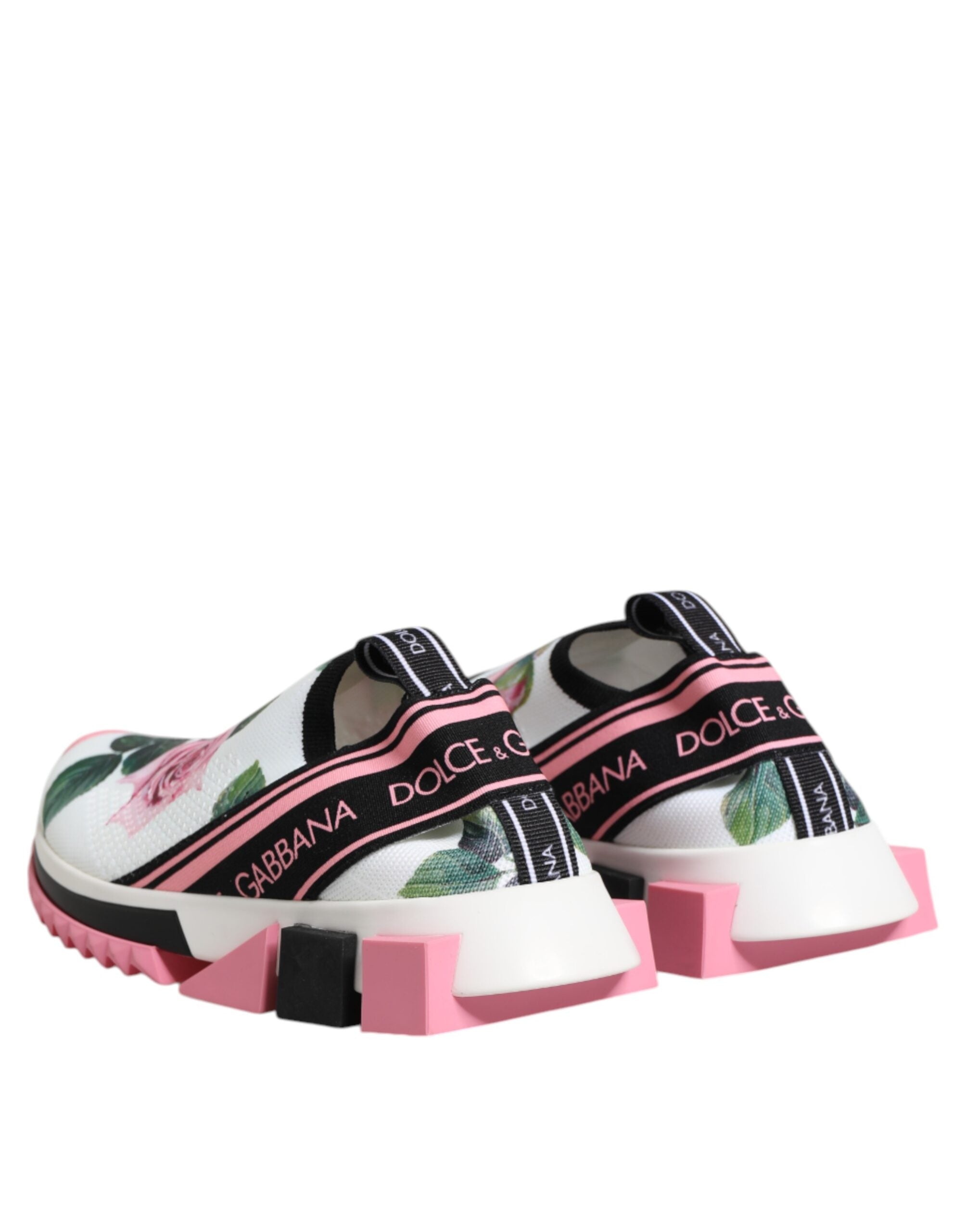 Dolce & Gabbana White Rose Print Sorrento Sneakers Shoes-6