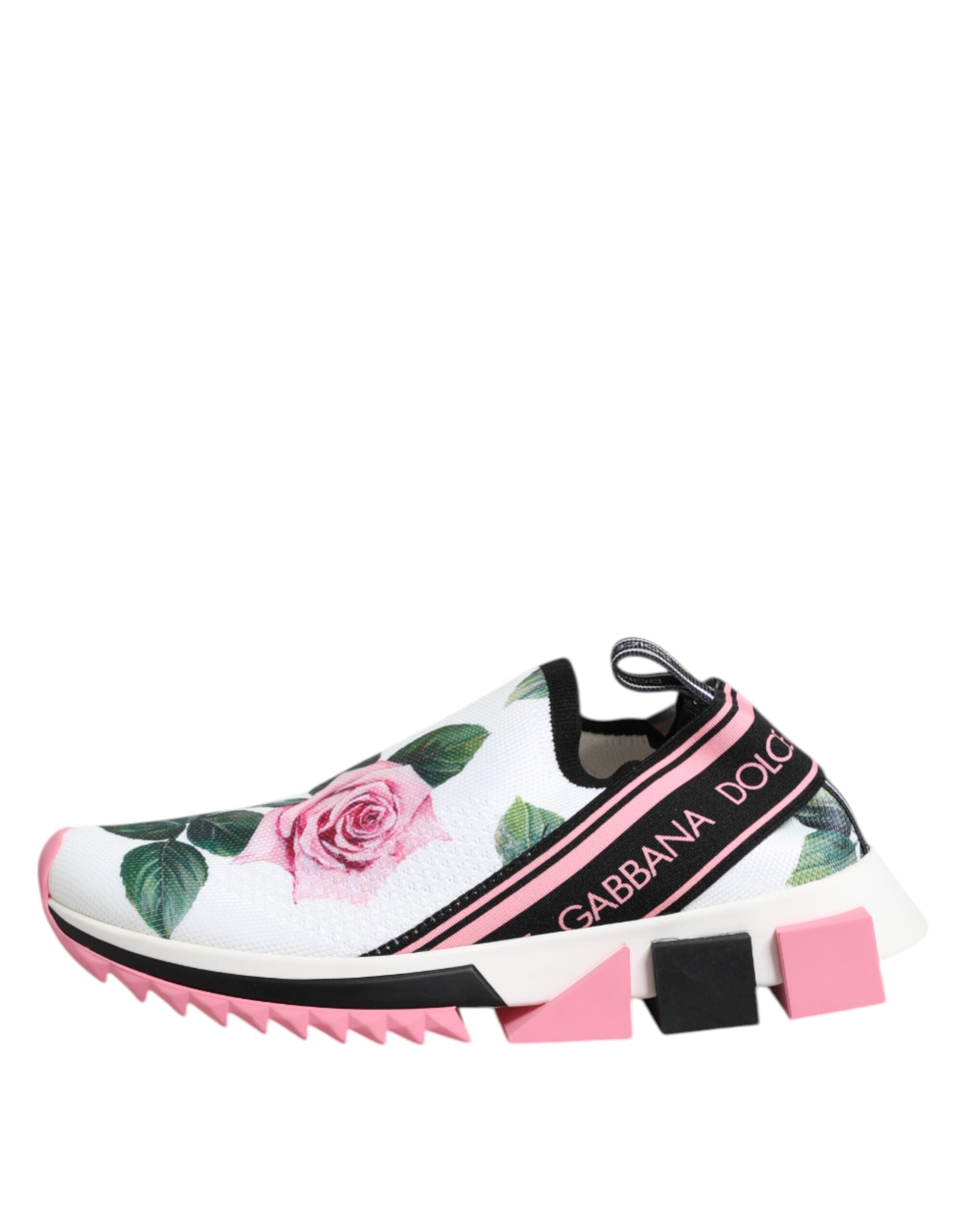 Dolce & Gabbana White Rose Print Sorrento Sneakers Shoes-7