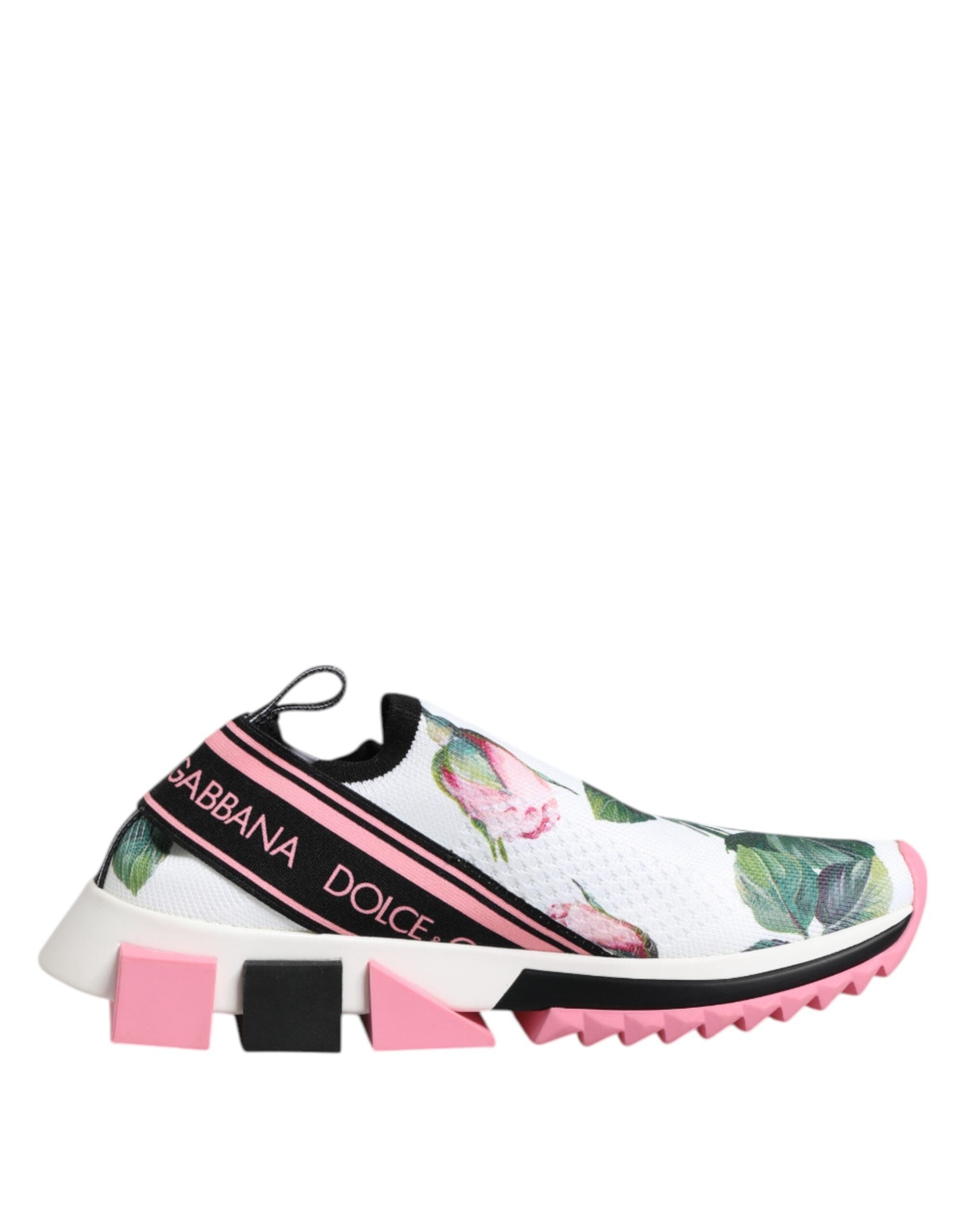 Dolce & Gabbana White Rose Print Sorrento Sneakers Shoes-2