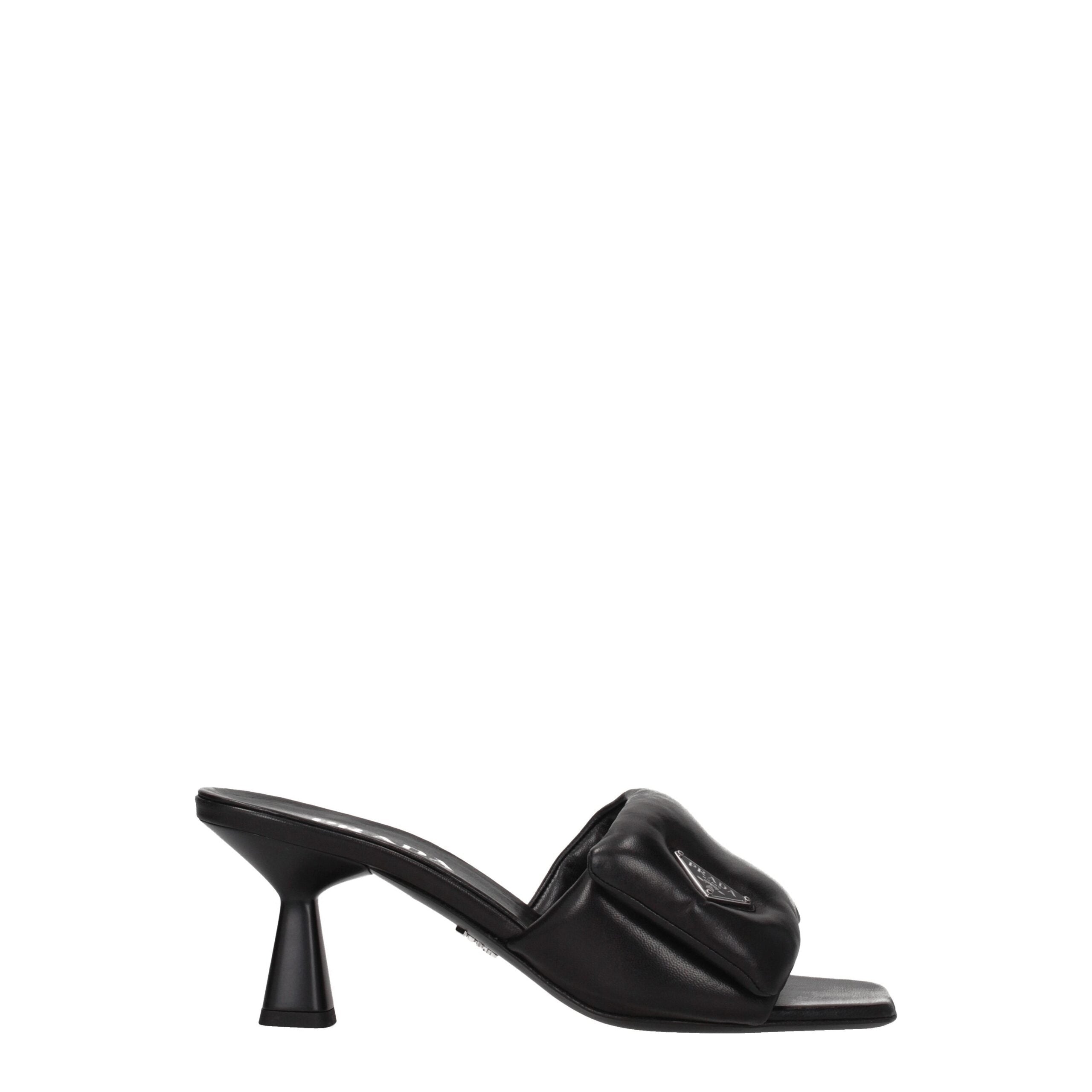 Prada Black Leather Platform Sandals-1