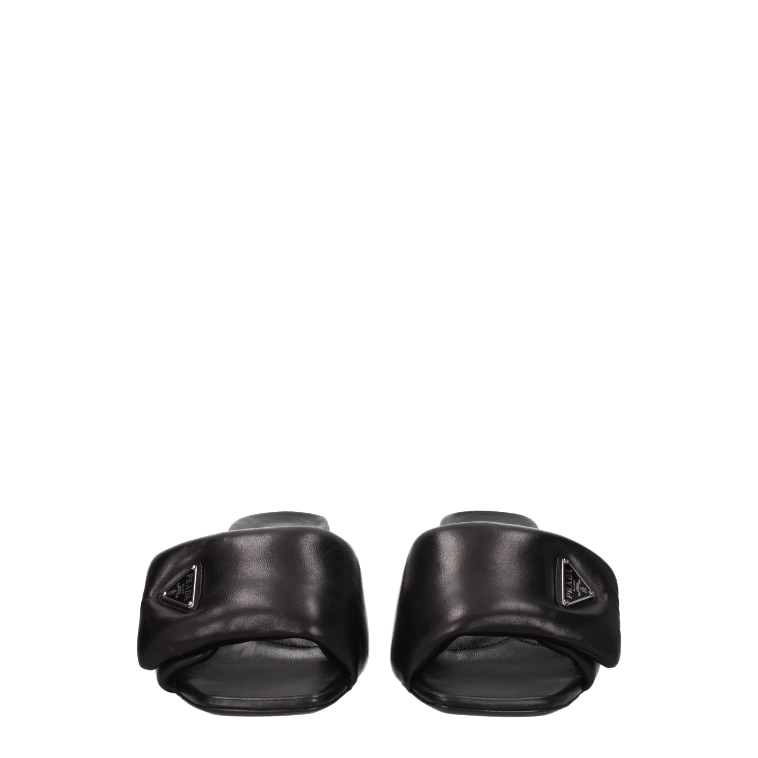 Prada Black Leather Platform Sandals-3